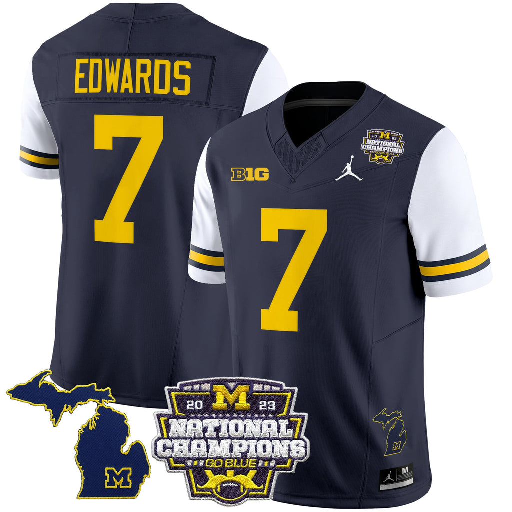 Men's Michigan Wolverines 2023 National Champions Patch Vapor Jersey V6 - All Stitched