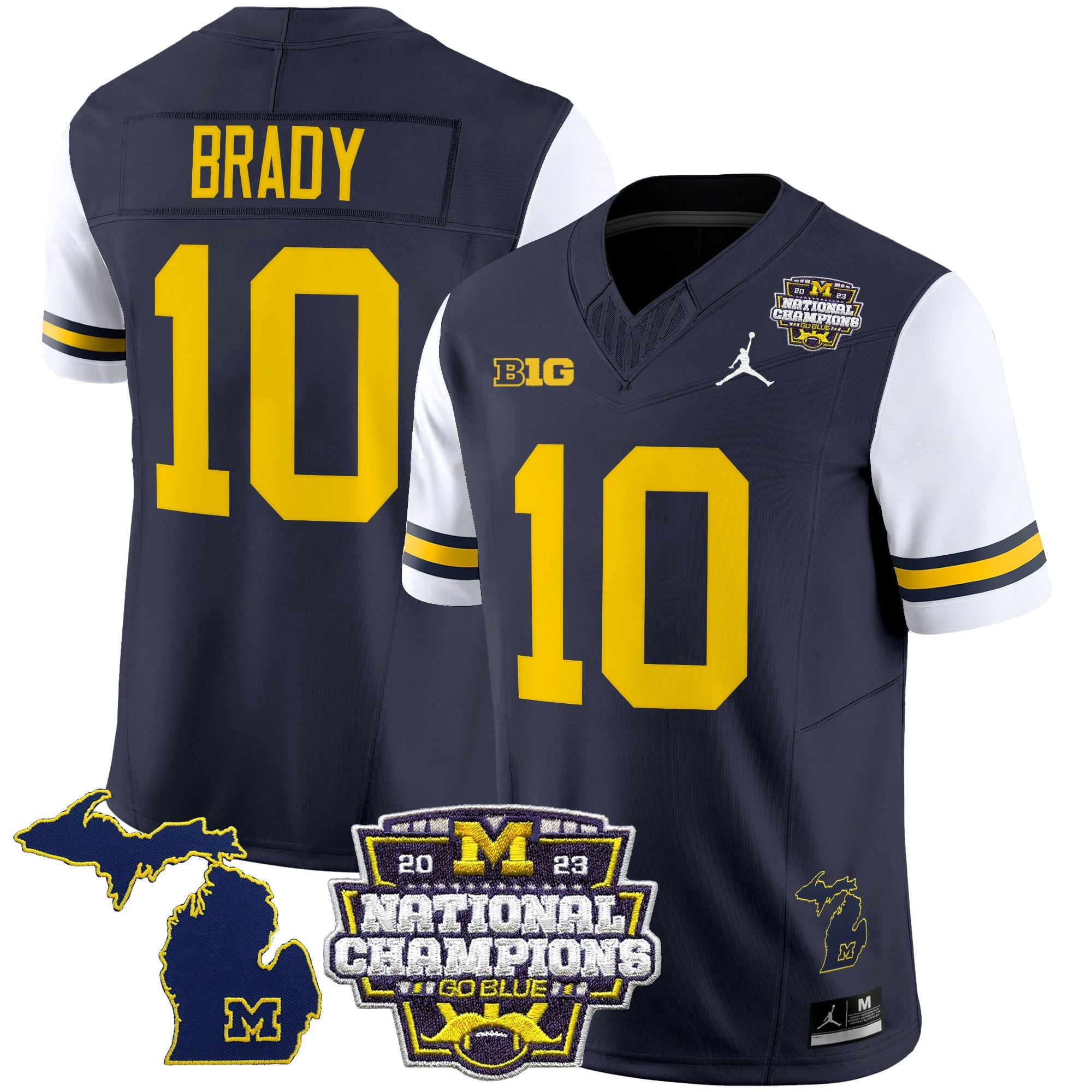 Men's Michigan Wolverines 2023 National Champions Patch Vapor Jersey V6 - All Stitched