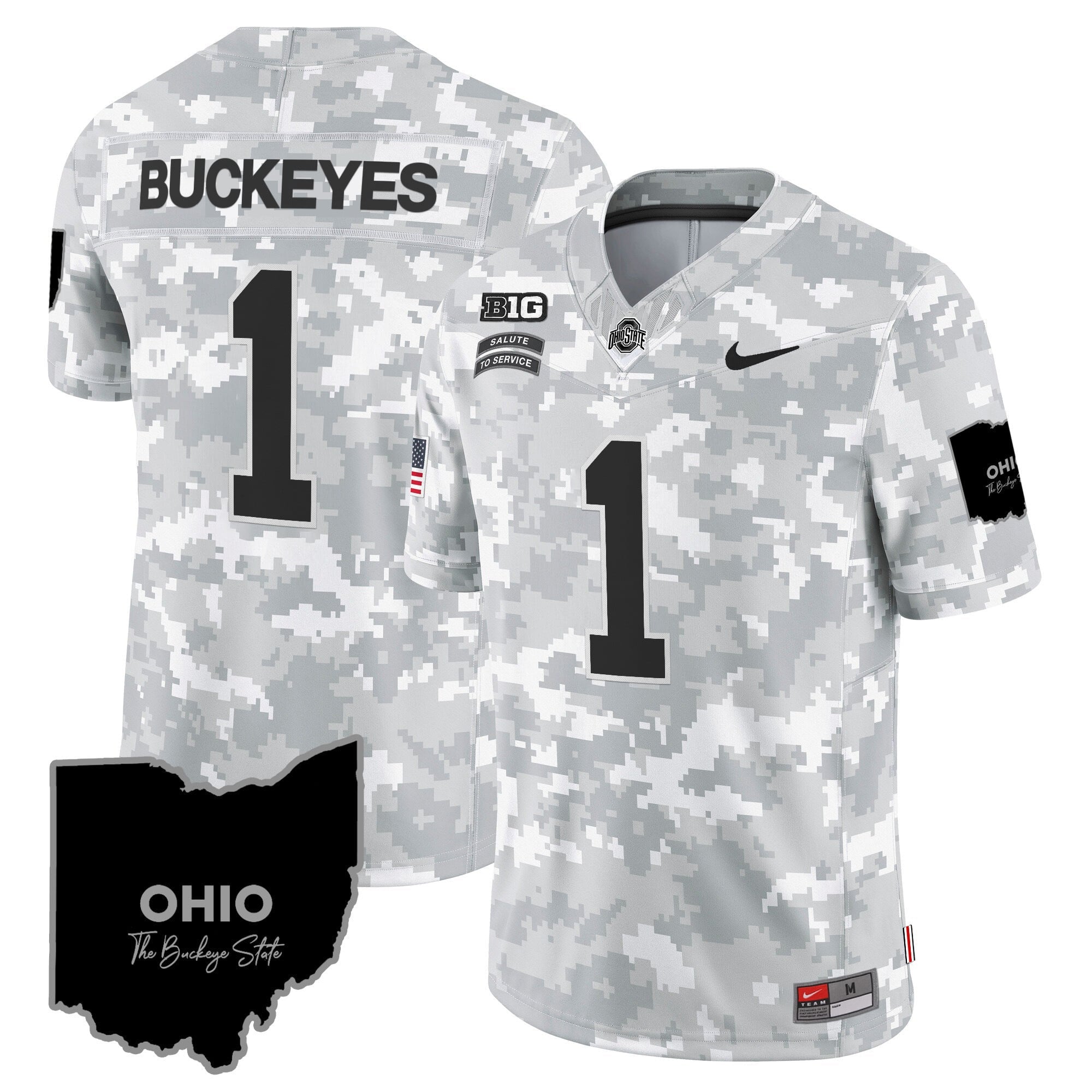 Ohio State Buckeyes 2024 Salute to Service Vapor Limited Jersey - Arctic Camo - All Stitched