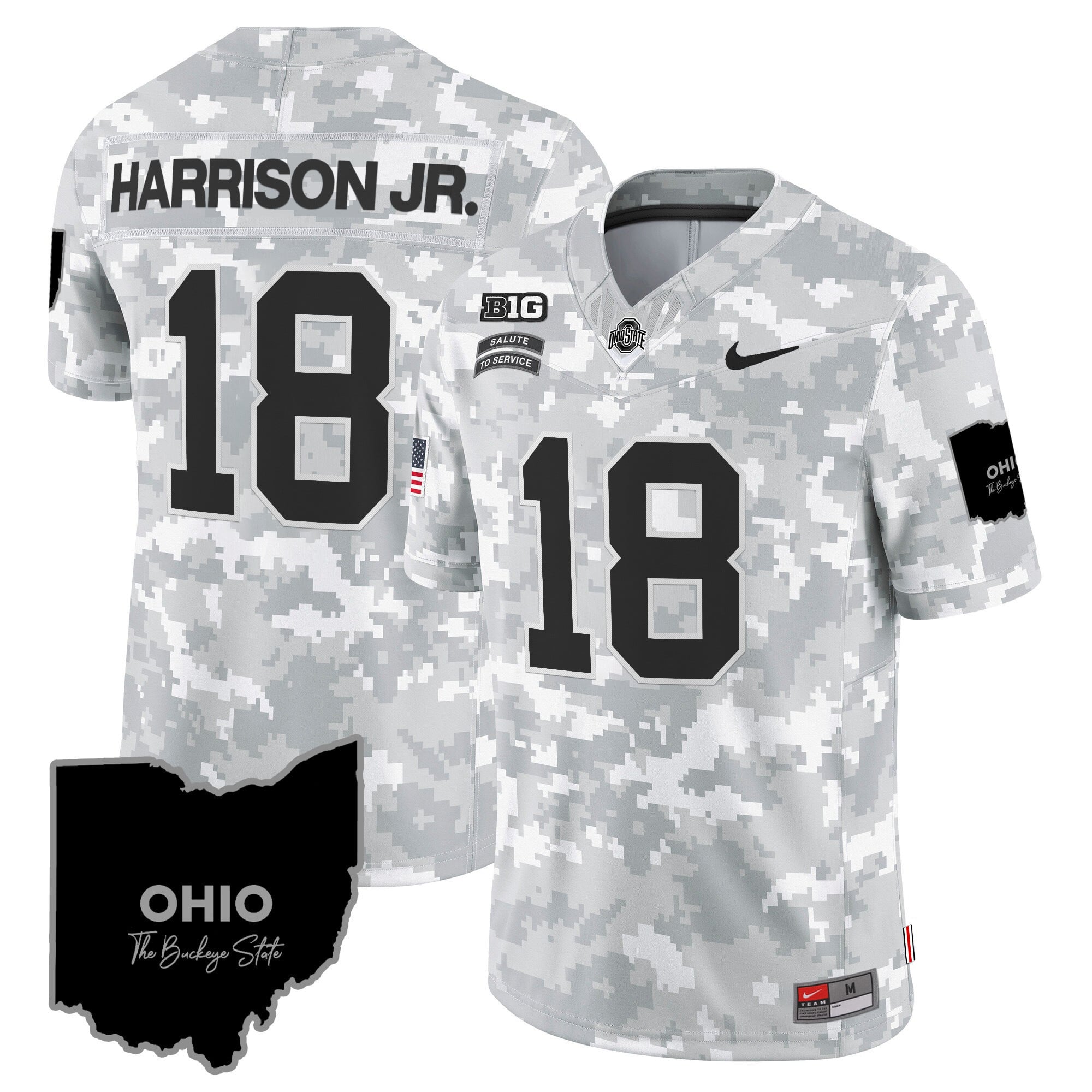 Ohio State Buckeyes 2024 Salute to Service Vapor Limited Jersey - Arctic Camo - All Stitched