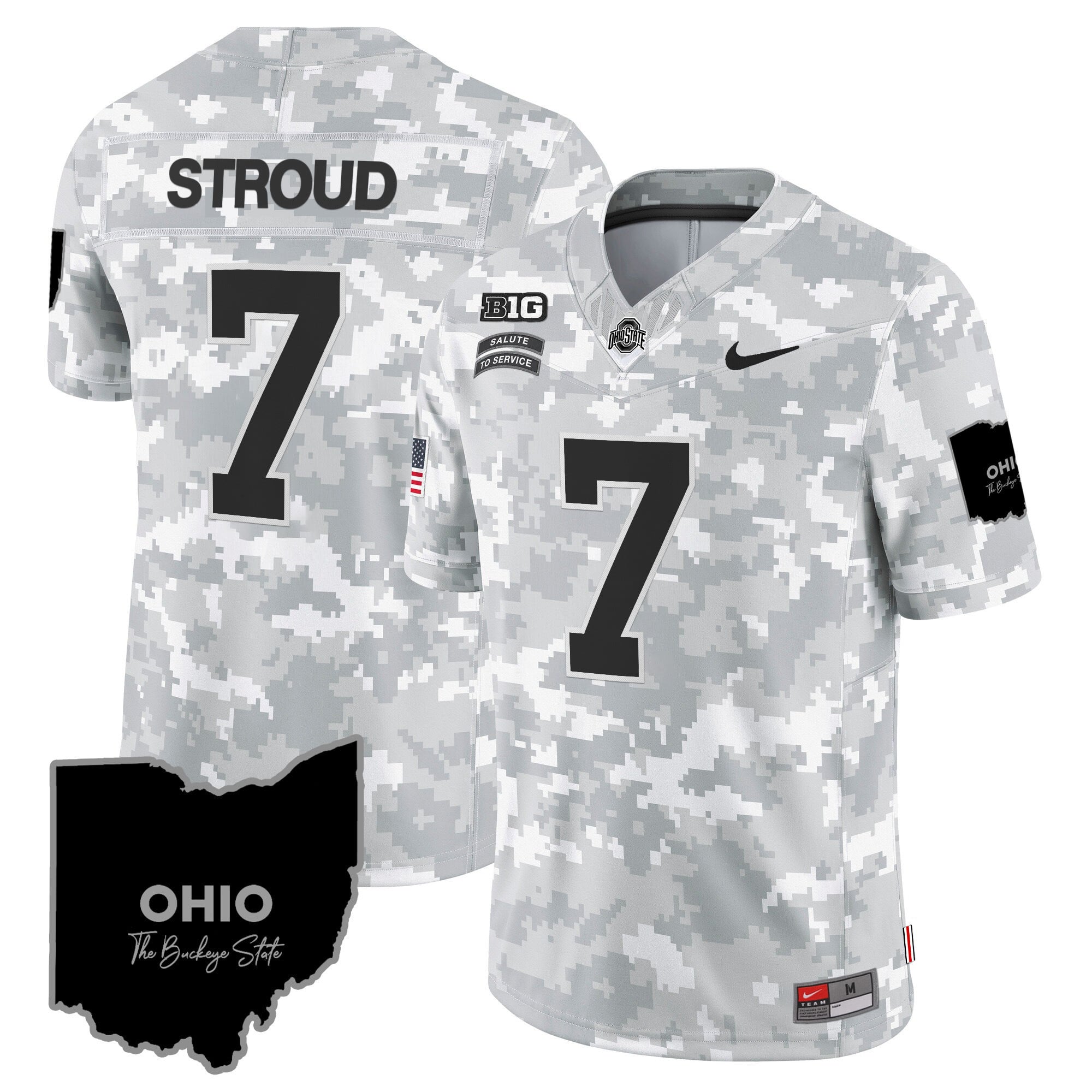 Ohio State Buckeyes 2024 Salute to Service Vapor Limited Jersey - Arctic Camo - All Stitched