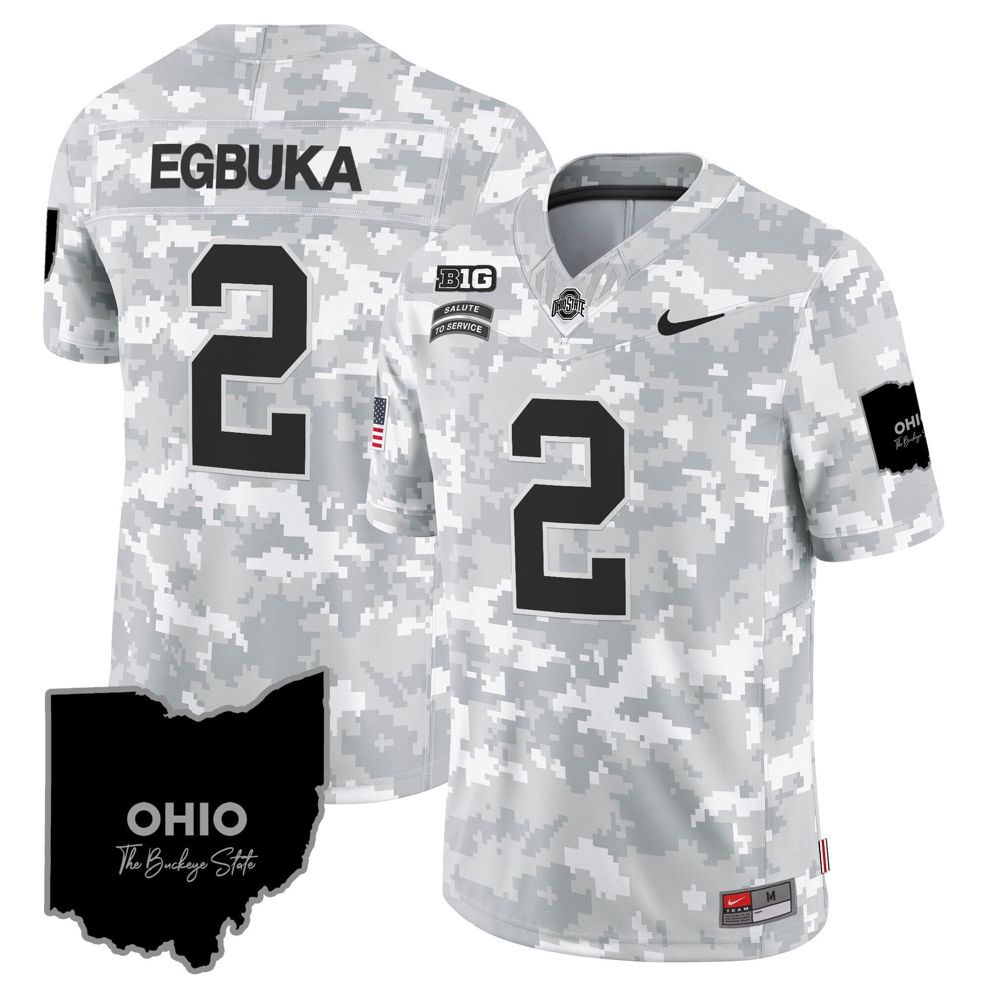 Ohio State Buckeyes 2024 Salute to Service Vapor Limited Jersey - Arctic Camo - All Stitched