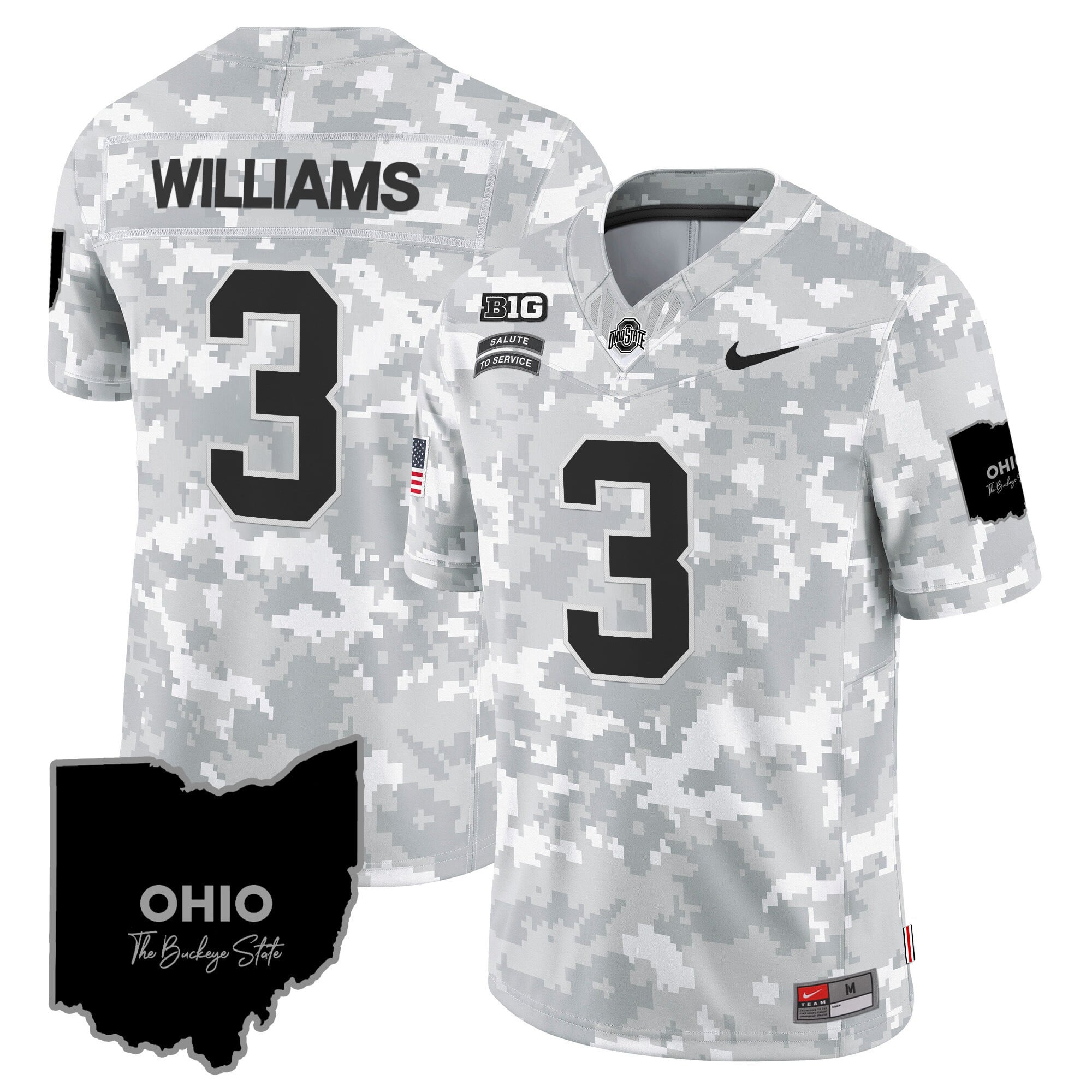 Ohio State Buckeyes 2024 Salute to Service Vapor Limited Jersey - Arctic Camo - All Stitched