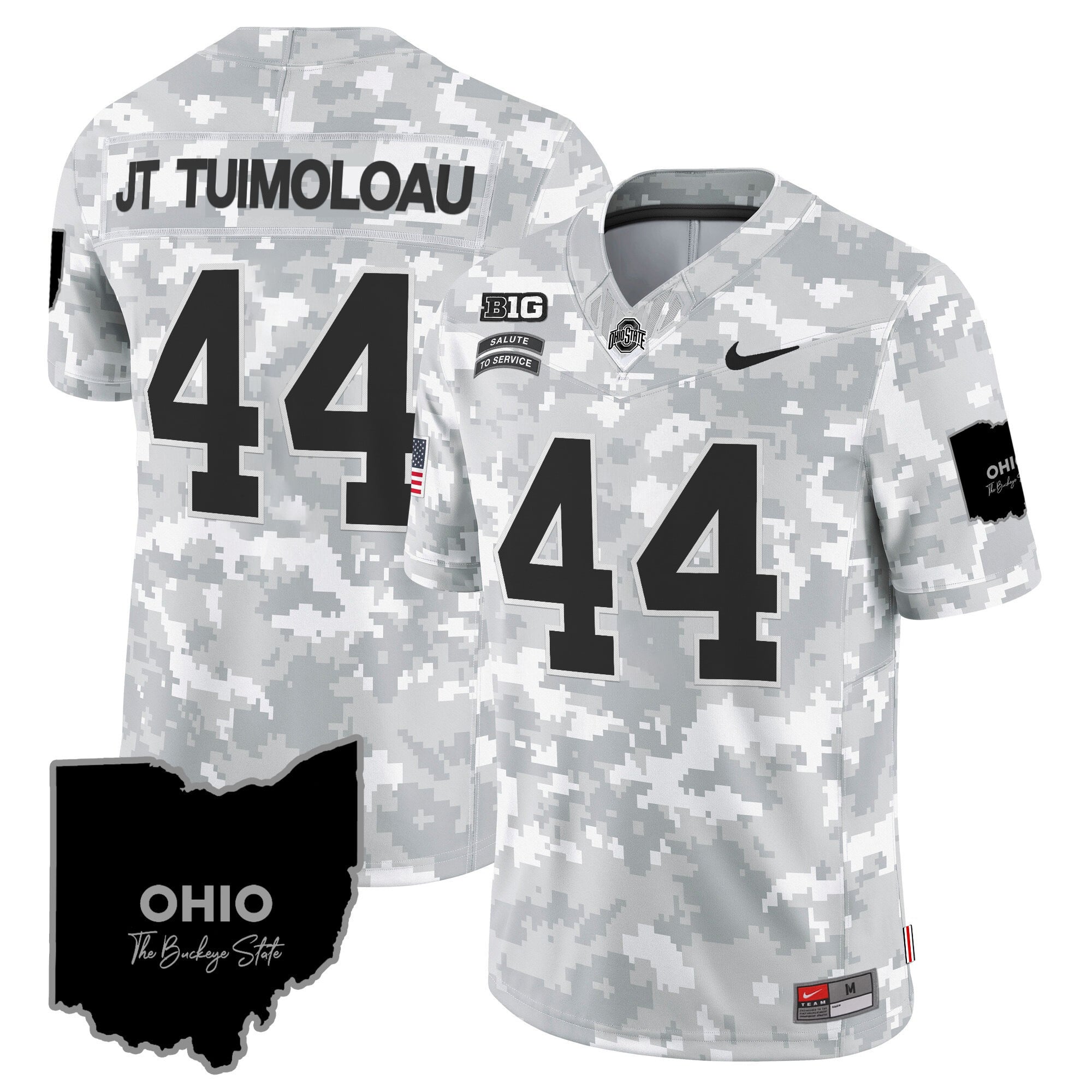 Ohio State Buckeyes 2024 Salute to Service Vapor Limited Jersey - Arctic Camo - All Stitched