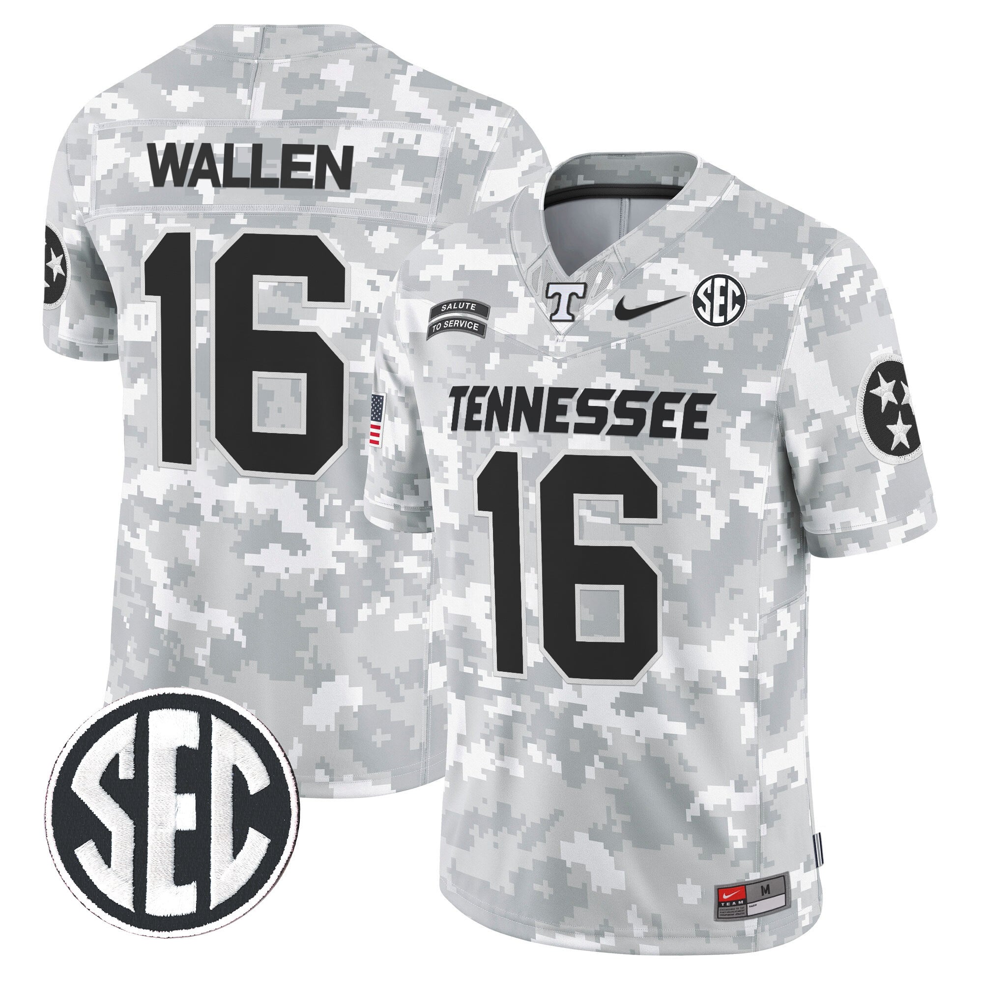 Tennessee Volunteers 2024 Salute to Service Vapor Limited Jersey - Arctic Camo - All Stitched