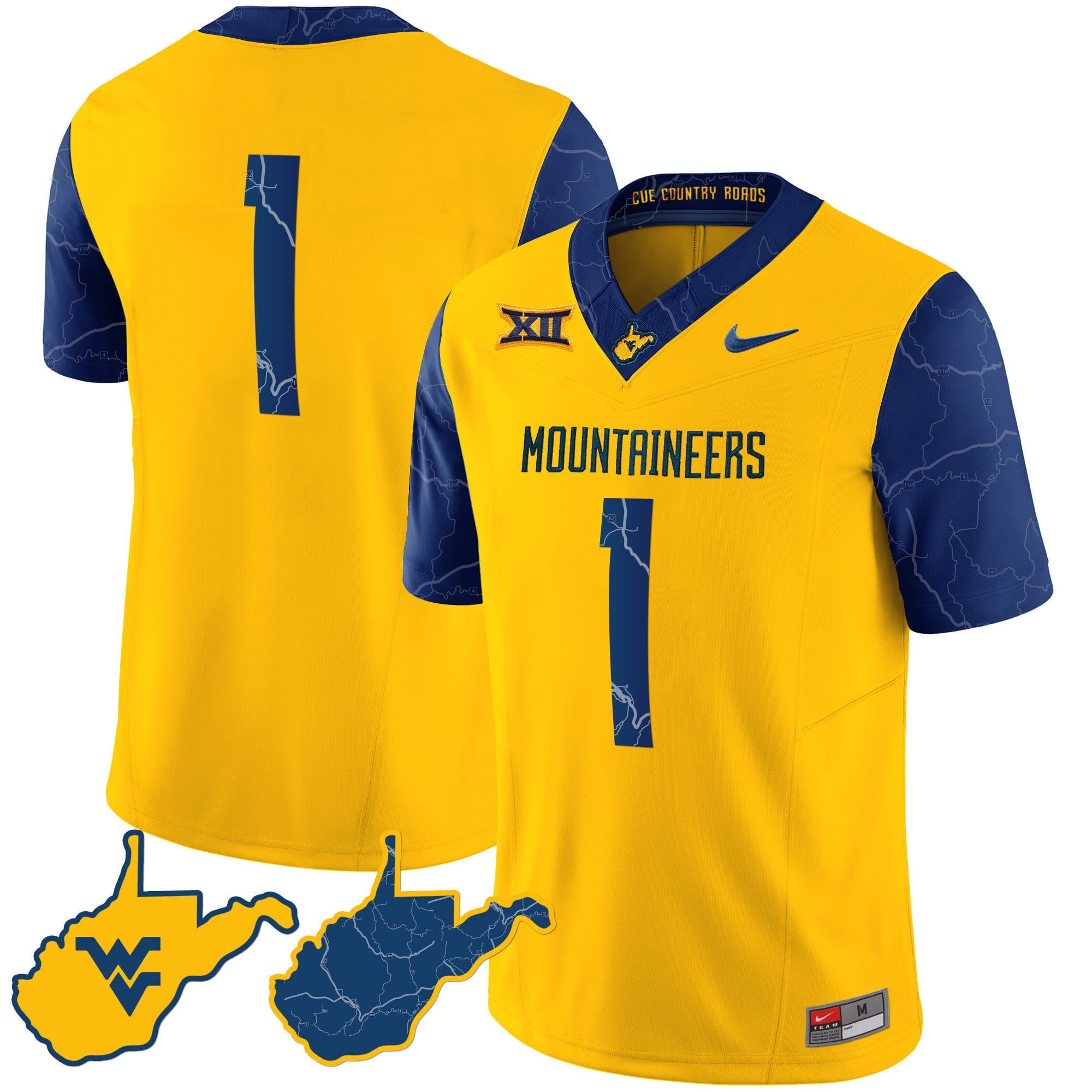 Men's West Virginia Mountaineers 2024 Country Roads Jersey - All Stitched
