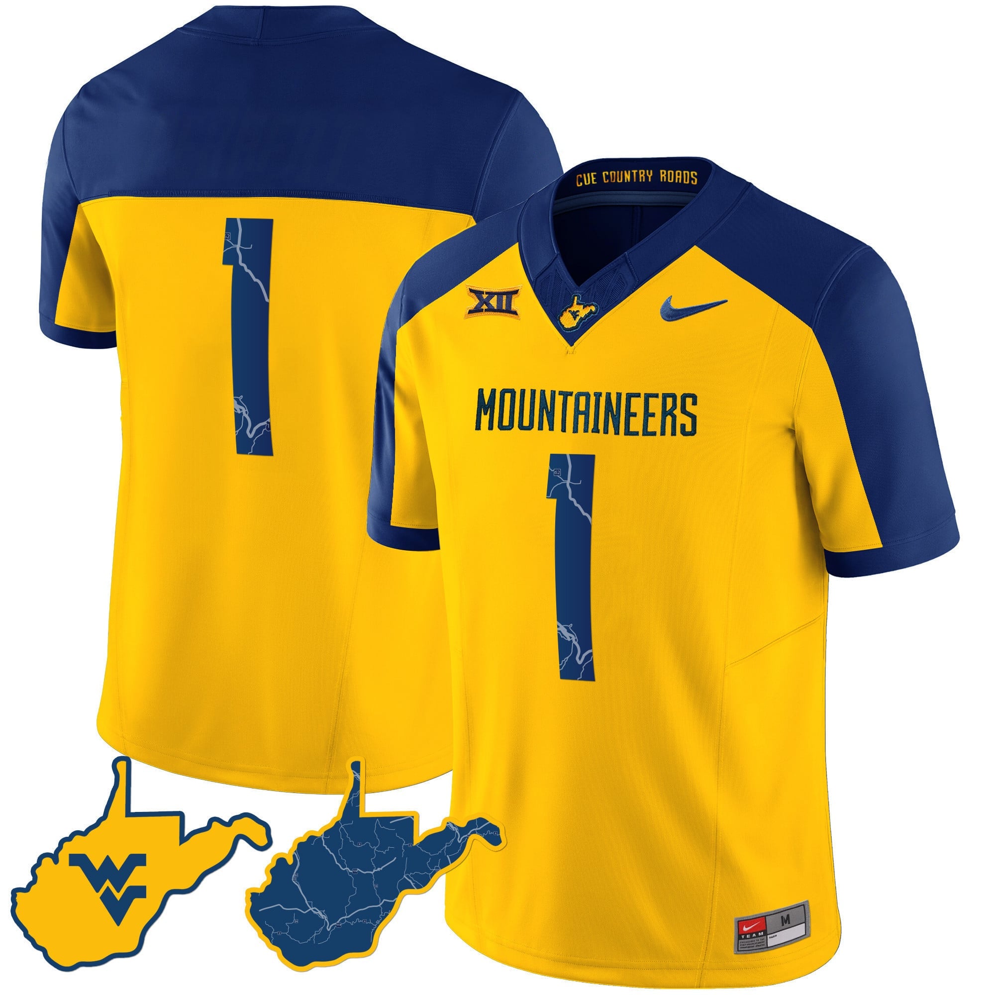 Men's West Virginia Mountaineers 2024 Country Roads Jersey - All Stitched