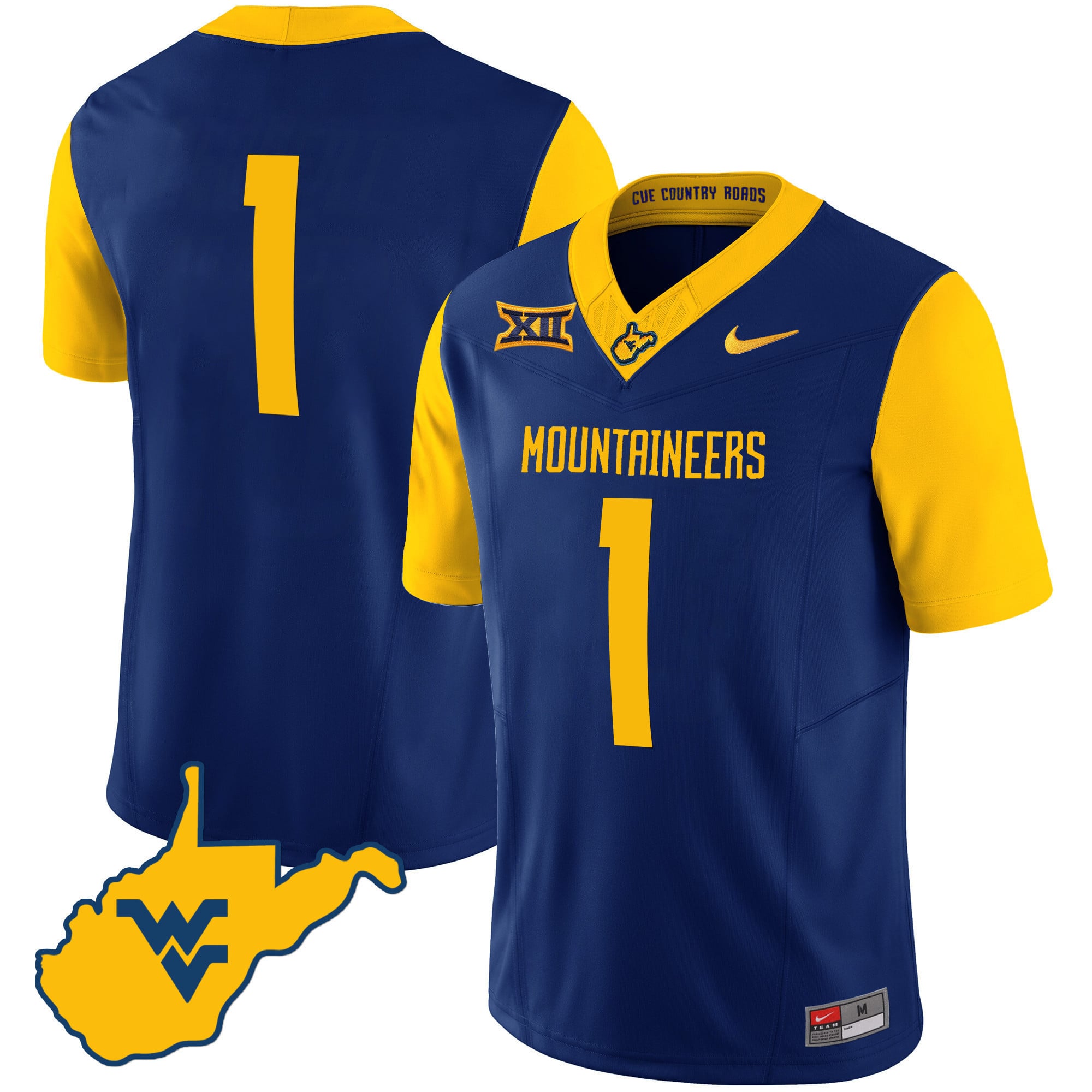 Men's West Virginia Mountaineers 2024 Country Roads Jersey - All Stitched
