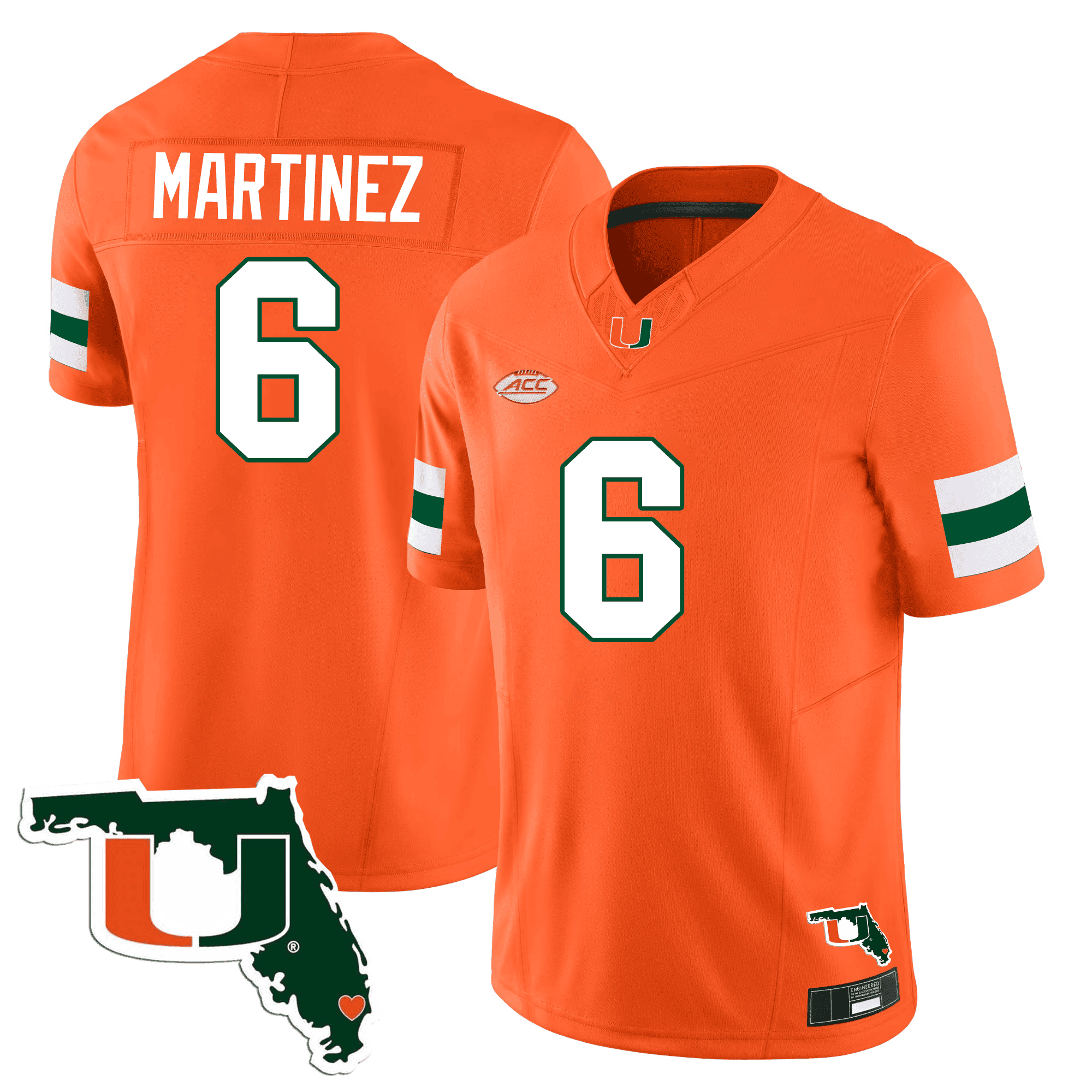 Men's Miami Hurricanes Florida Map Patch Vapor Premier Limited Jersey - All Stitched