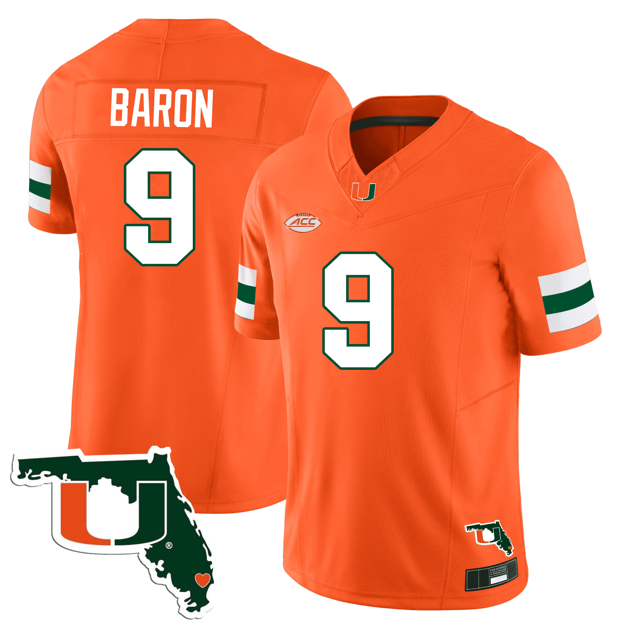 Men's Miami Hurricanes Florida Map Patch Vapor Premier Limited Jersey - All Stitched