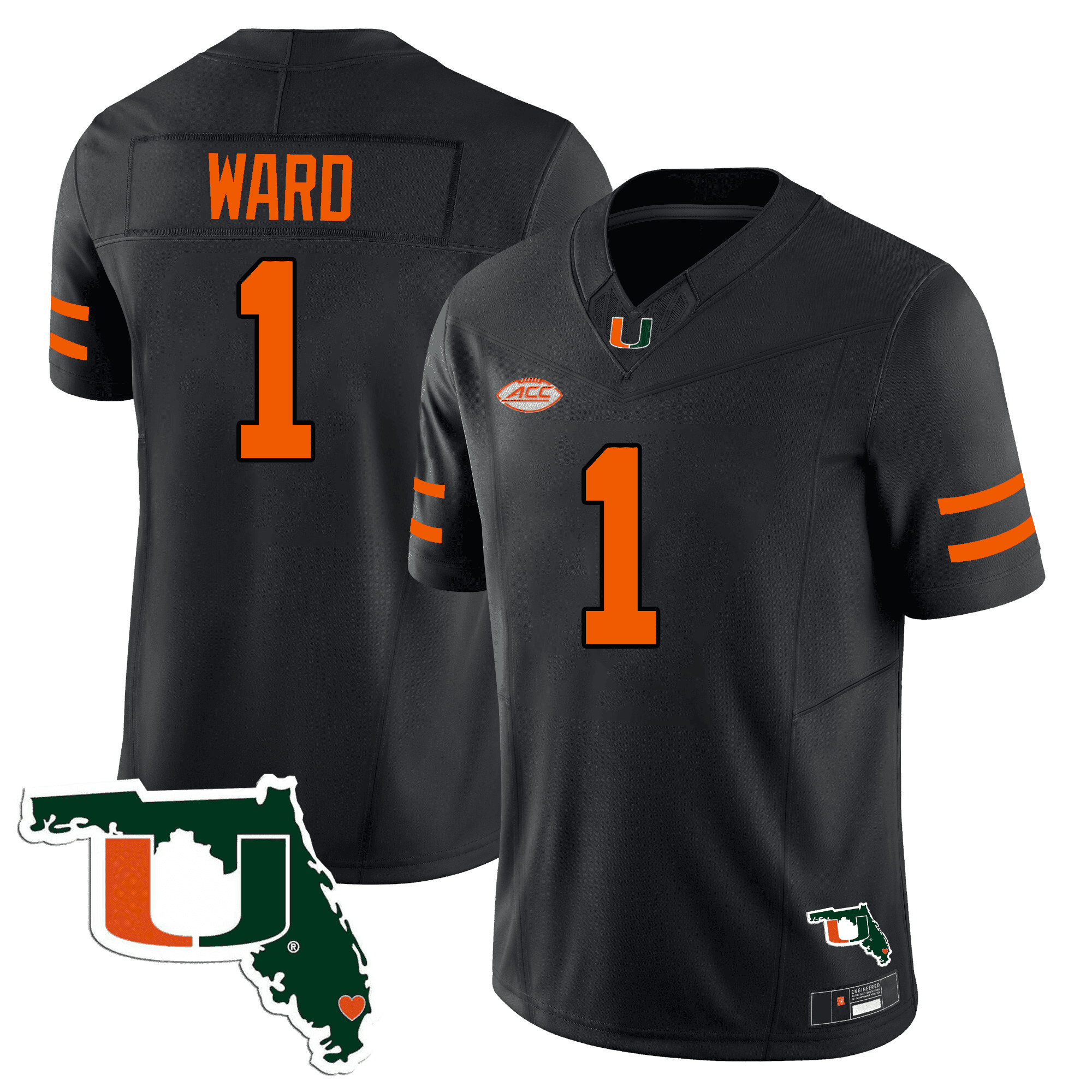Men's Miami Hurricanes Florida Map Patch Vapor Premier Limited Jersey - All Stitched