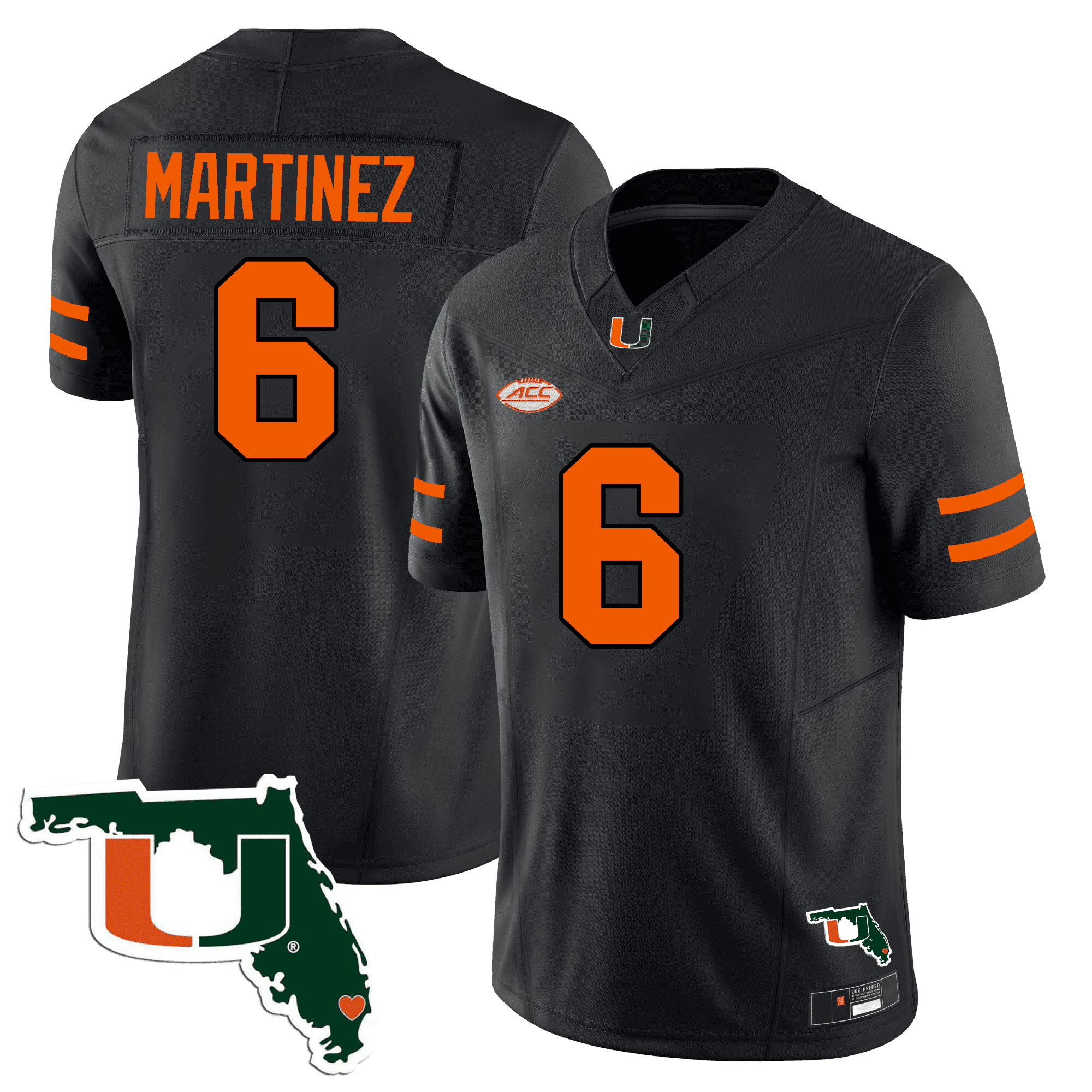 Men's Miami Hurricanes Florida Map Patch Vapor Premier Limited Jersey - All Stitched