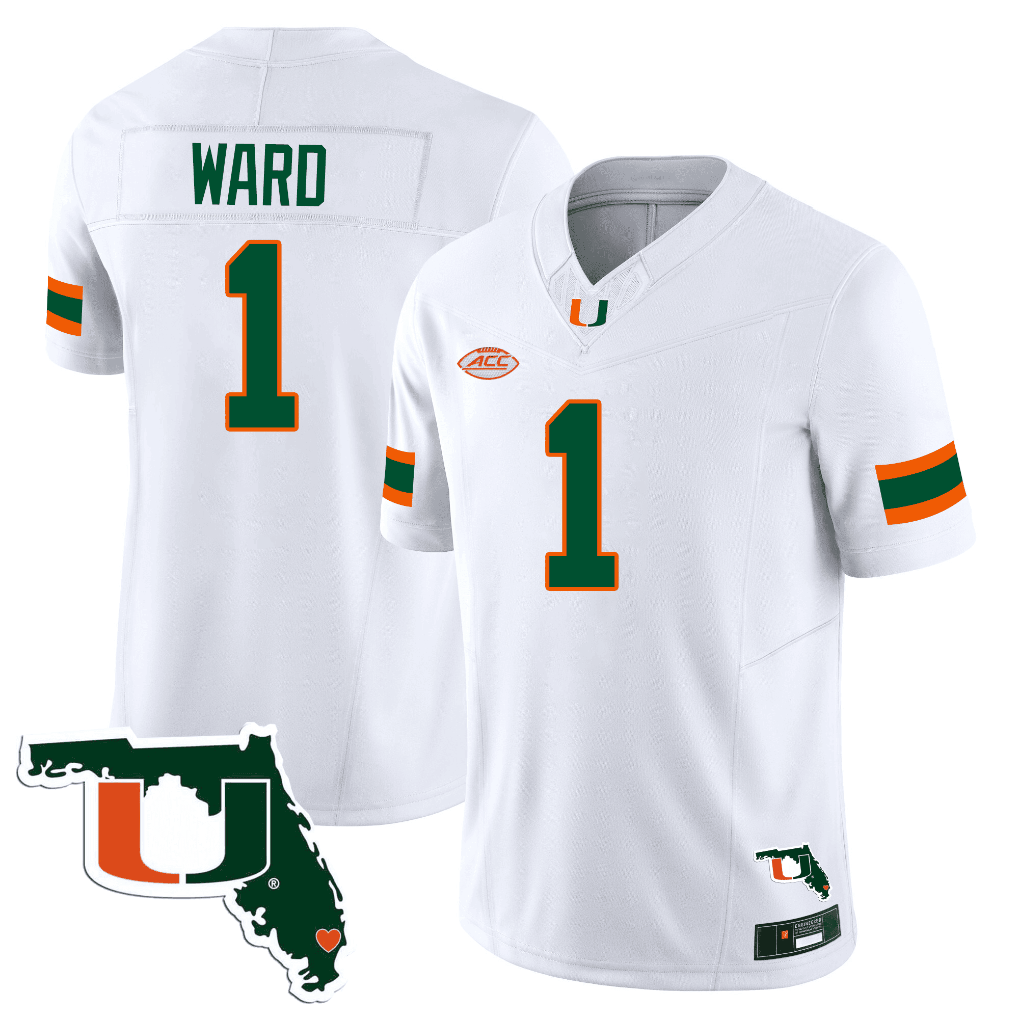 Men's Miami Hurricanes Florida Map Patch Vapor Premier Limited Jersey - All Stitched