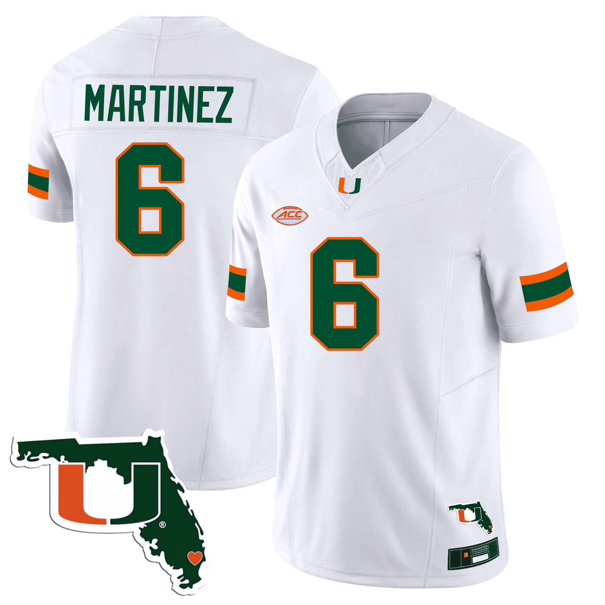 Men's Miami Hurricanes Florida Map Patch Vapor Premier Limited Jersey - All Stitched