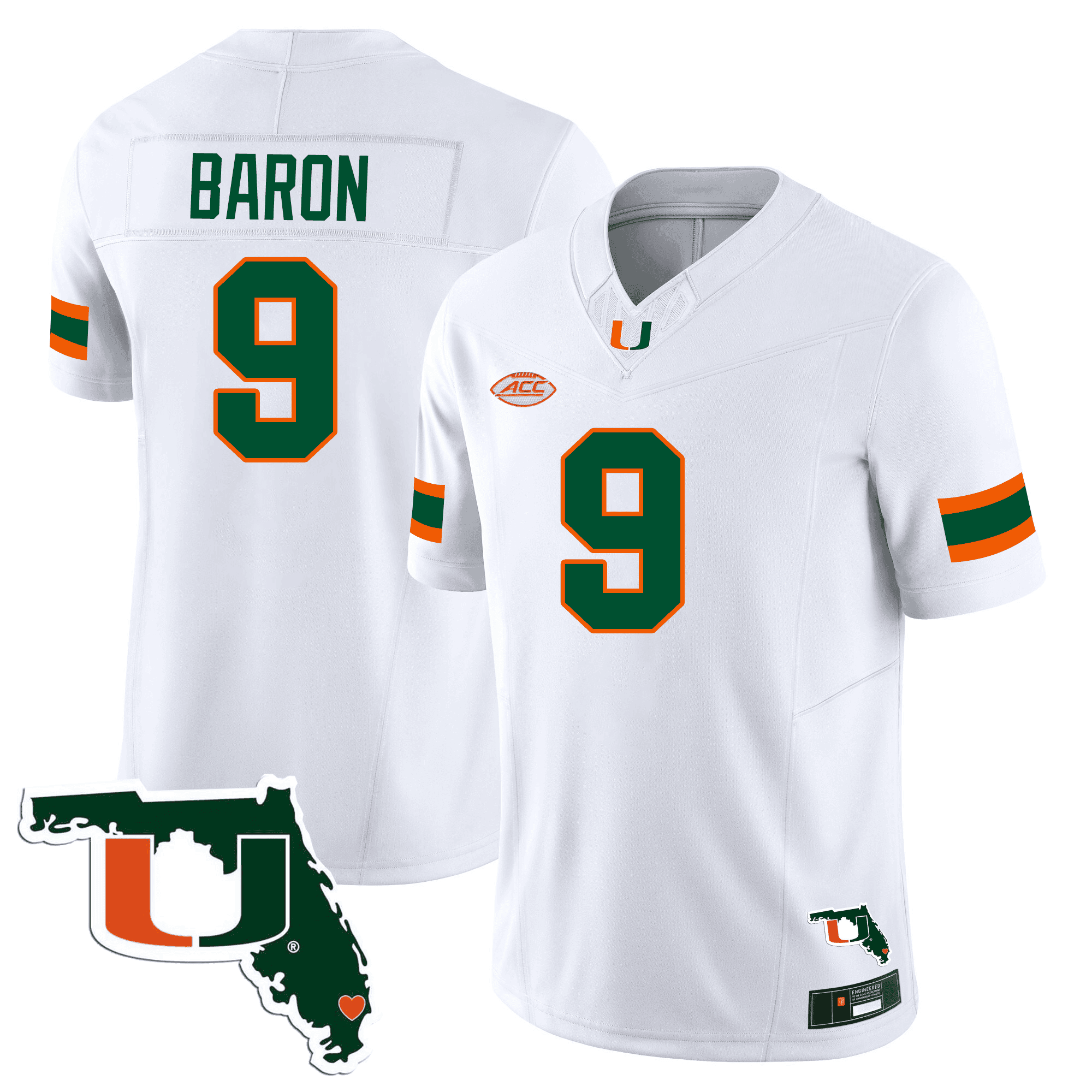 Men's Miami Hurricanes Florida Map Patch Vapor Premier Limited Jersey - All Stitched