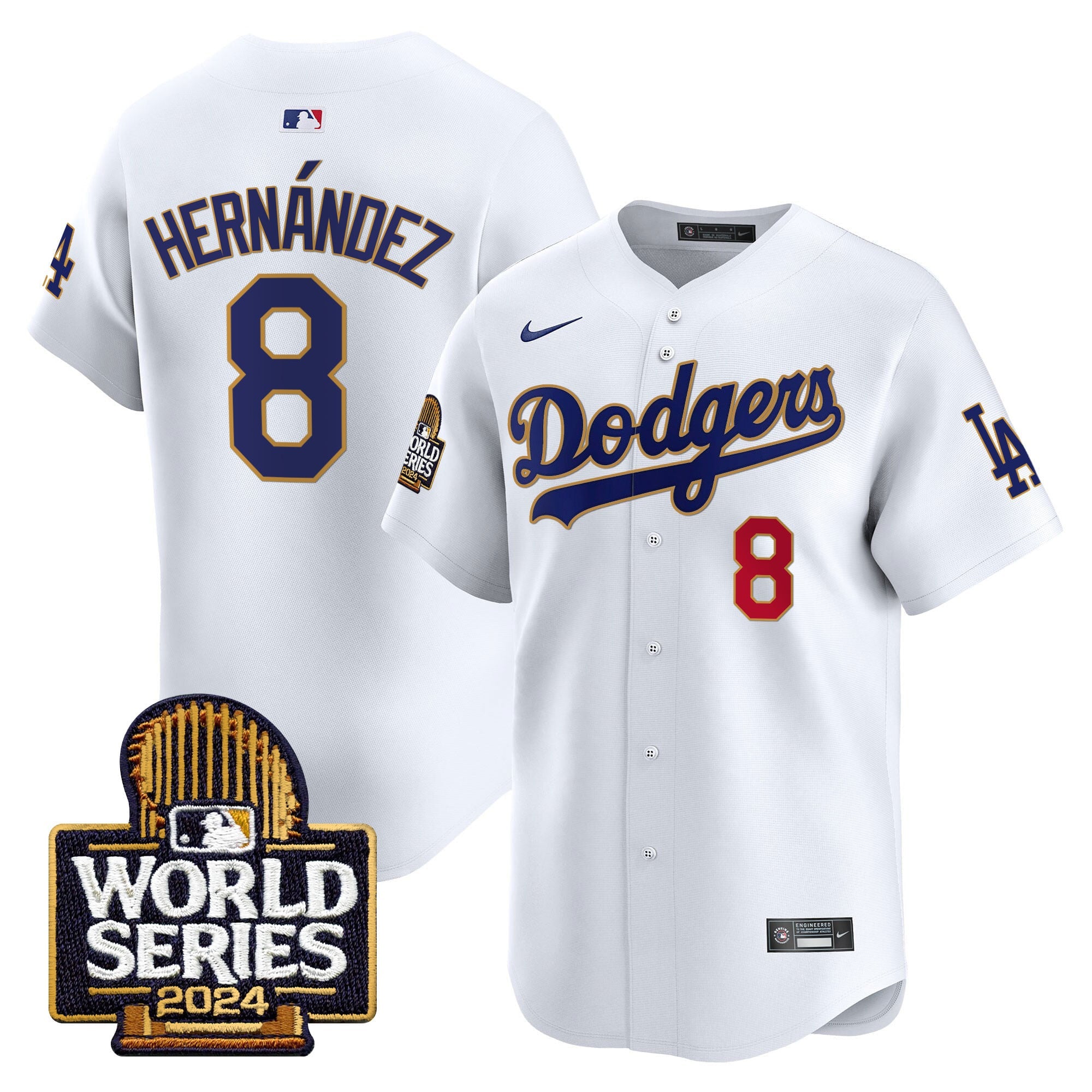 Men's Dodgers 2024 World Series Gold Trim Vapor Premier Limited Jersey - All Stitched