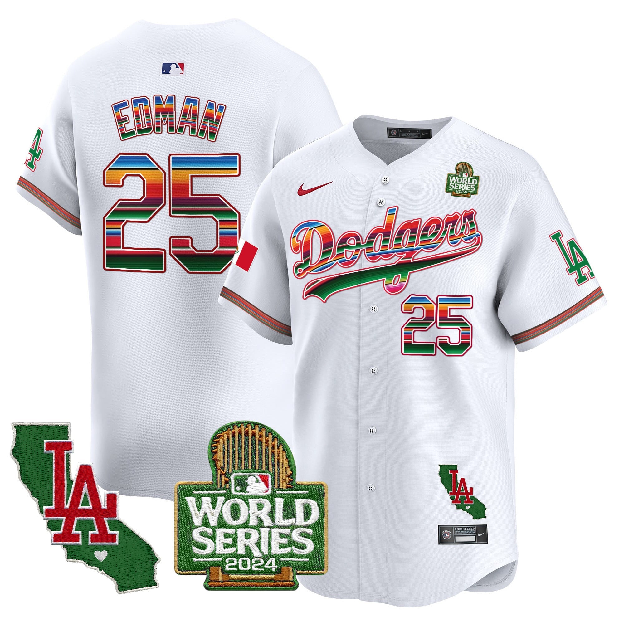 Men's Dodgers Mexico 2024 World Series Vapor Premier Limited Jersey V2 - All Stitched