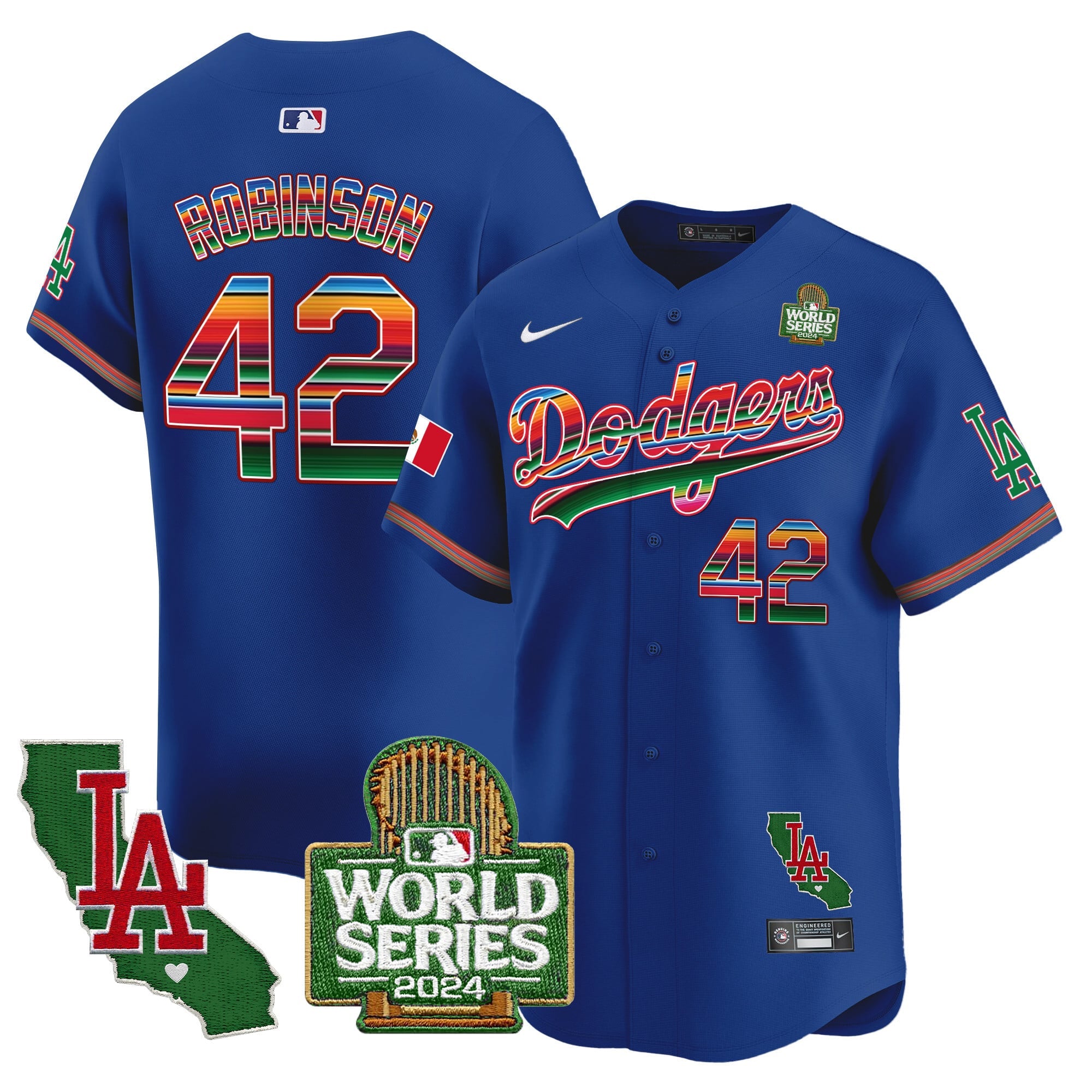 Men's Dodgers Mexico 2024 World Series Vapor Premier Limited Jersey V2 - All Stitched