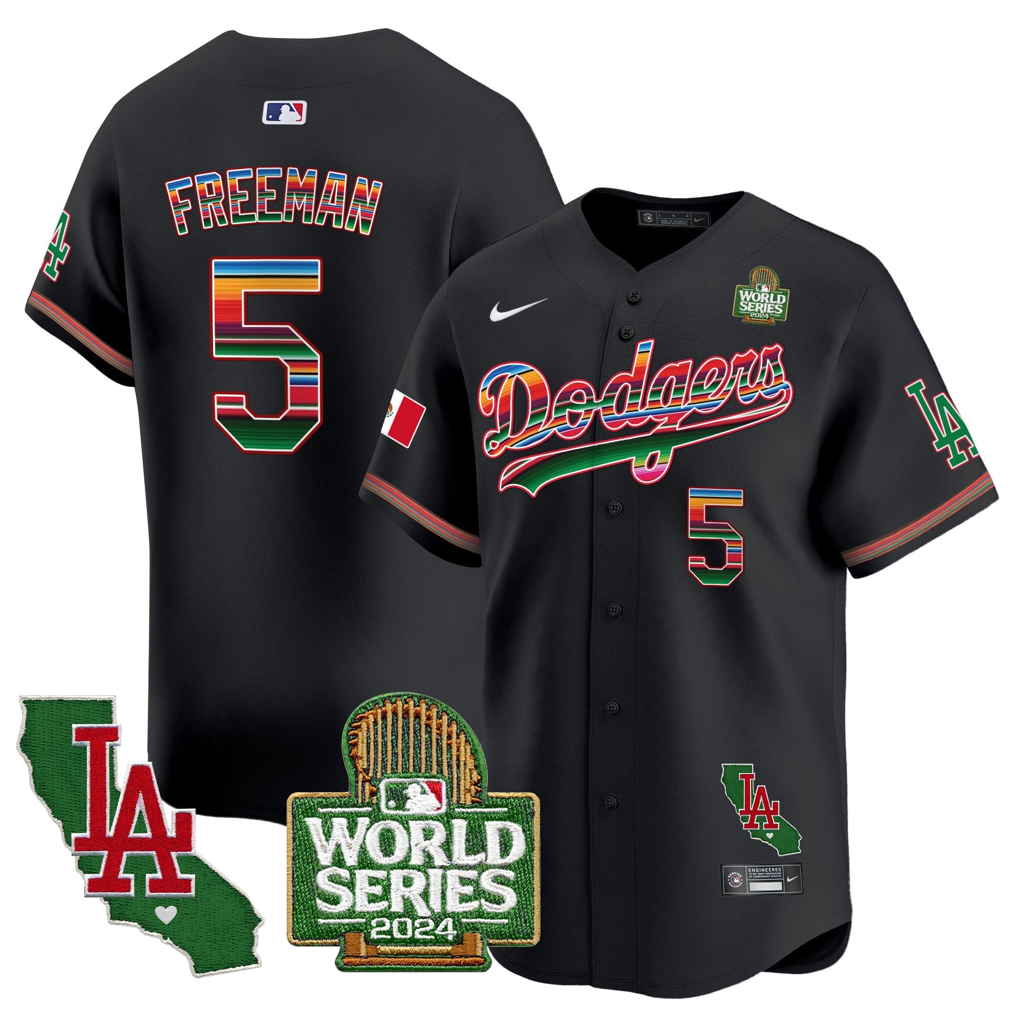 Men's Dodgers Mexico 2024 World Series Vapor Premier Limited Jersey V2 - All Stitched
