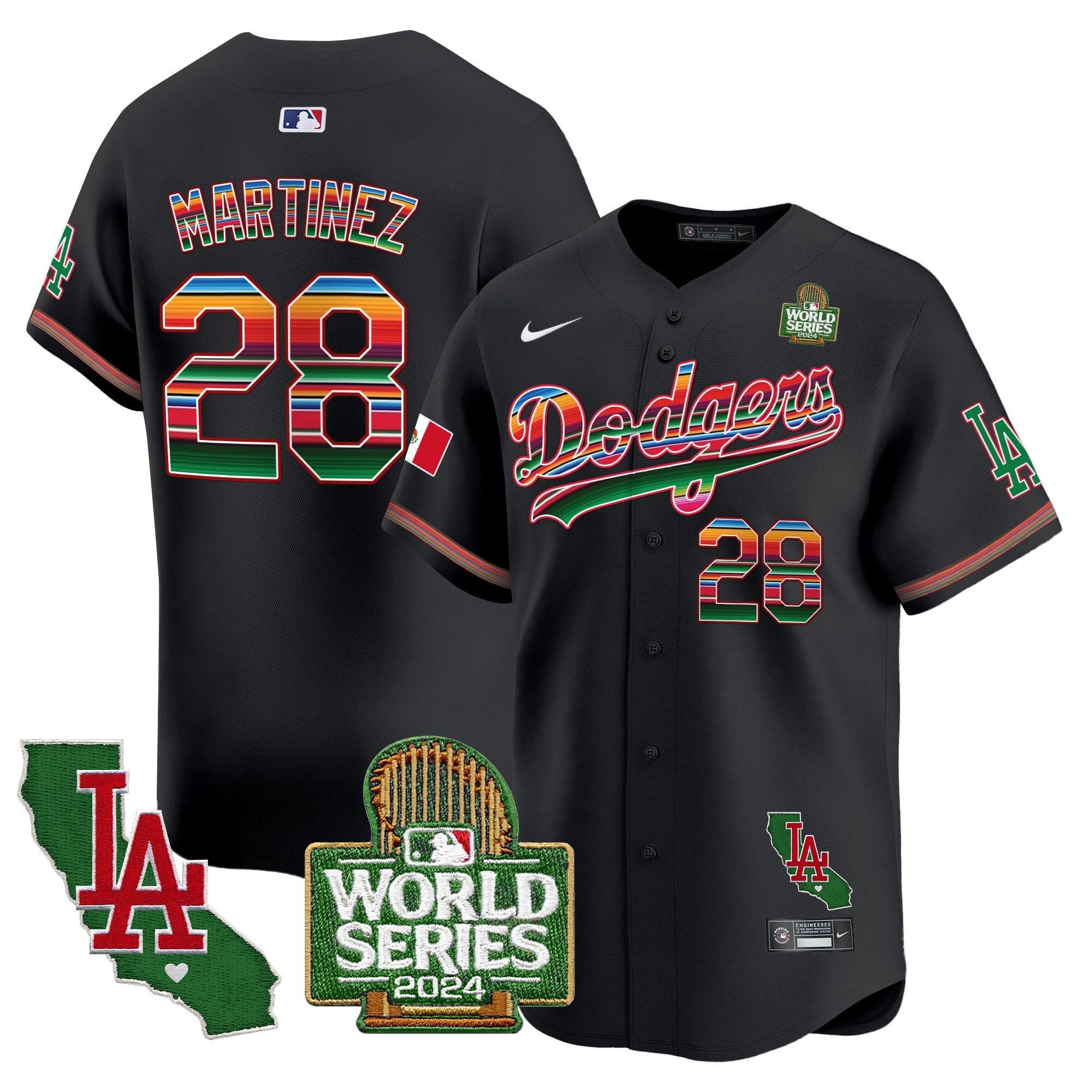 Men's Dodgers Mexico 2024 World Series Vapor Premier Limited Jersey V2 - All Stitched