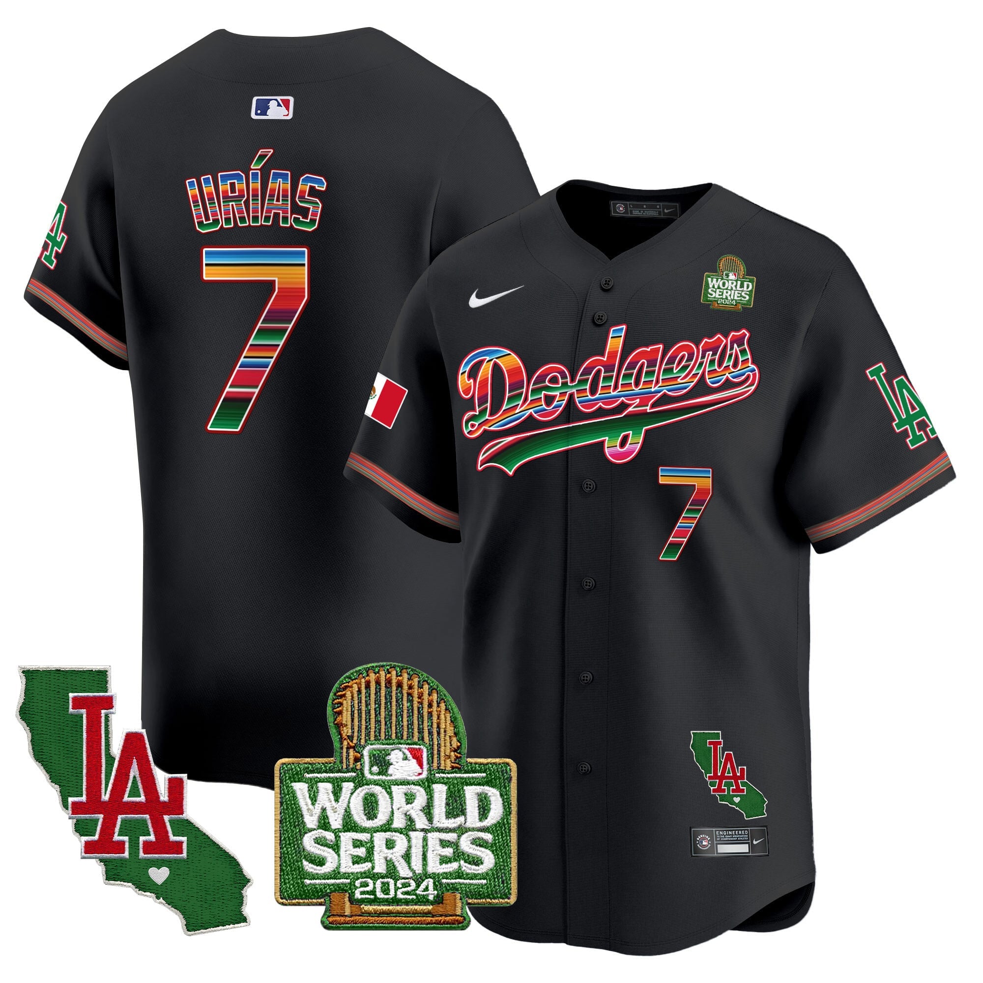 Men's Dodgers Mexico 2024 World Series Vapor Premier Limited Jersey V2 - All Stitched