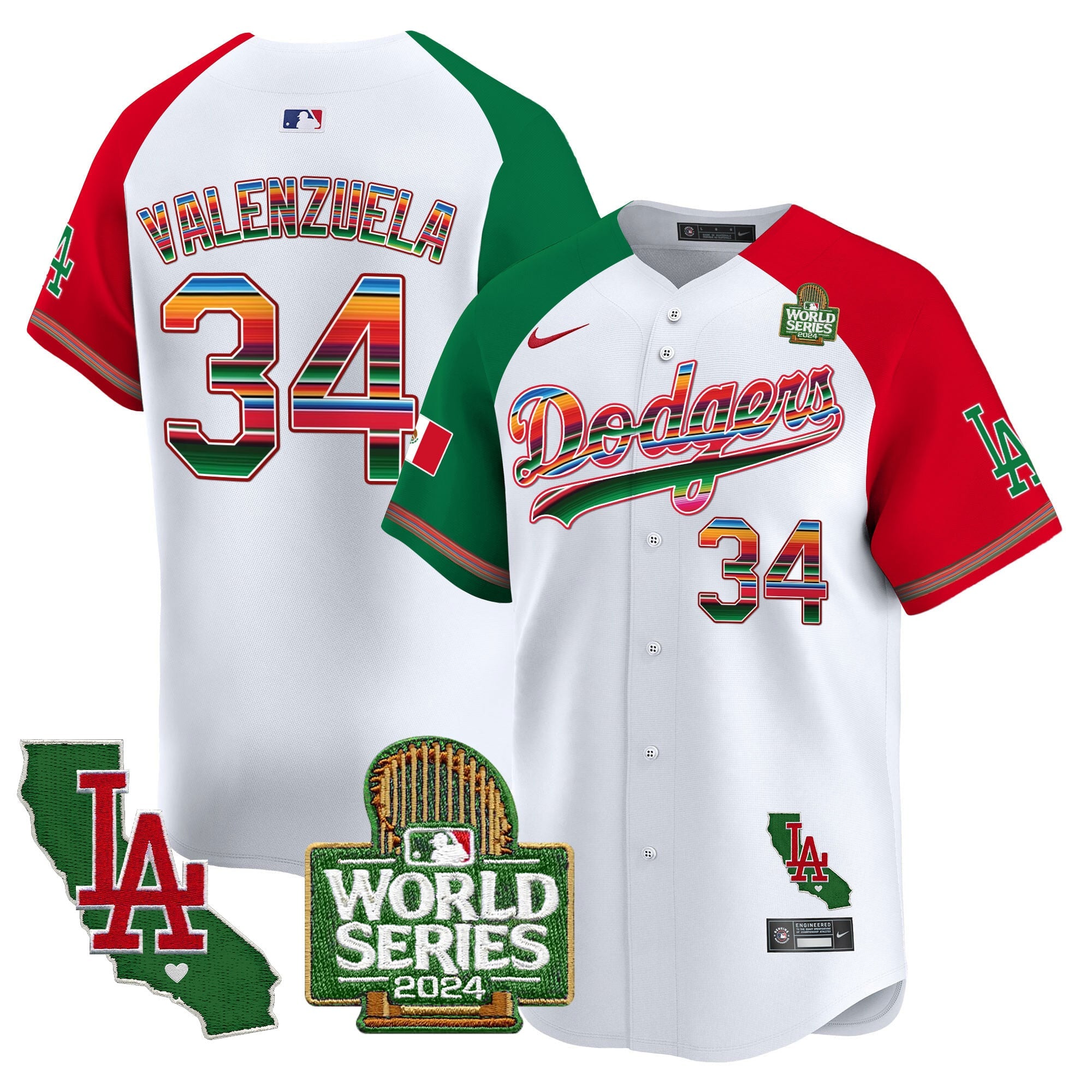 Men's Dodgers Mexico 2024 World Series Vapor Premier Limited Jersey V2 - All Stitched