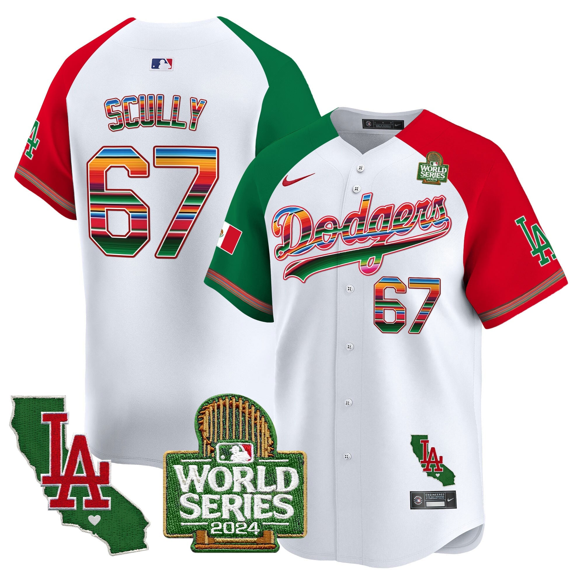 Men's Dodgers Mexico 2024 World Series Vapor Premier Limited Jersey V2 - All Stitched