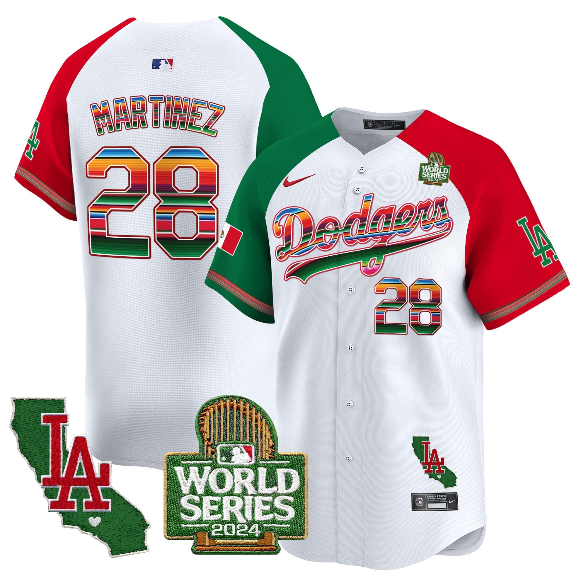 Men's Dodgers Mexico 2024 World Series Vapor Premier Limited Jersey V2 - All Stitched
