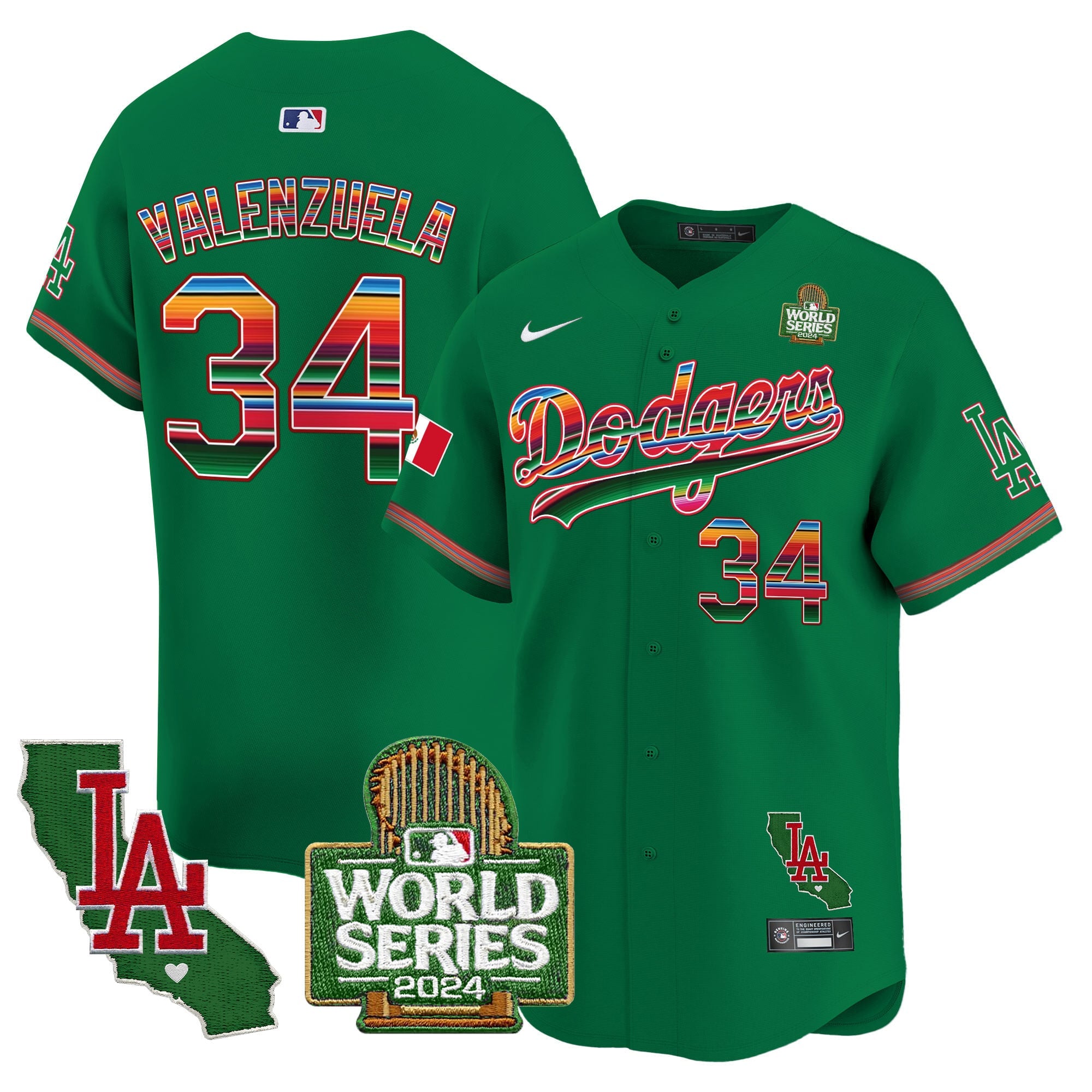 Men's Dodgers Mexico 2024 World Series Vapor Premier Limited Jersey V2 - All Stitched