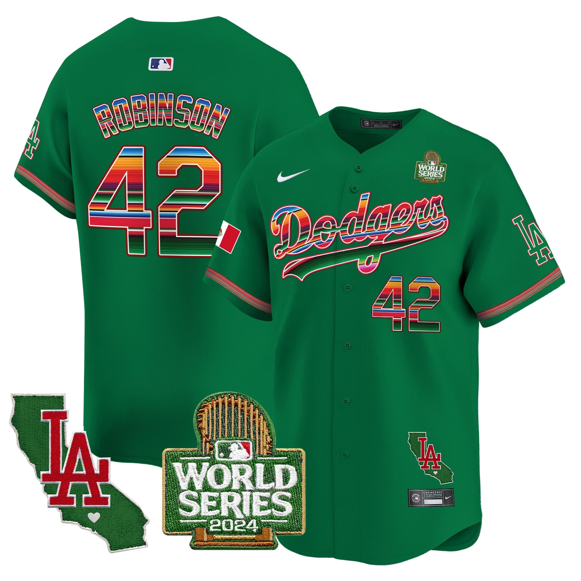 Men's Dodgers Mexico 2024 World Series Vapor Premier Limited Jersey V2 - All Stitched