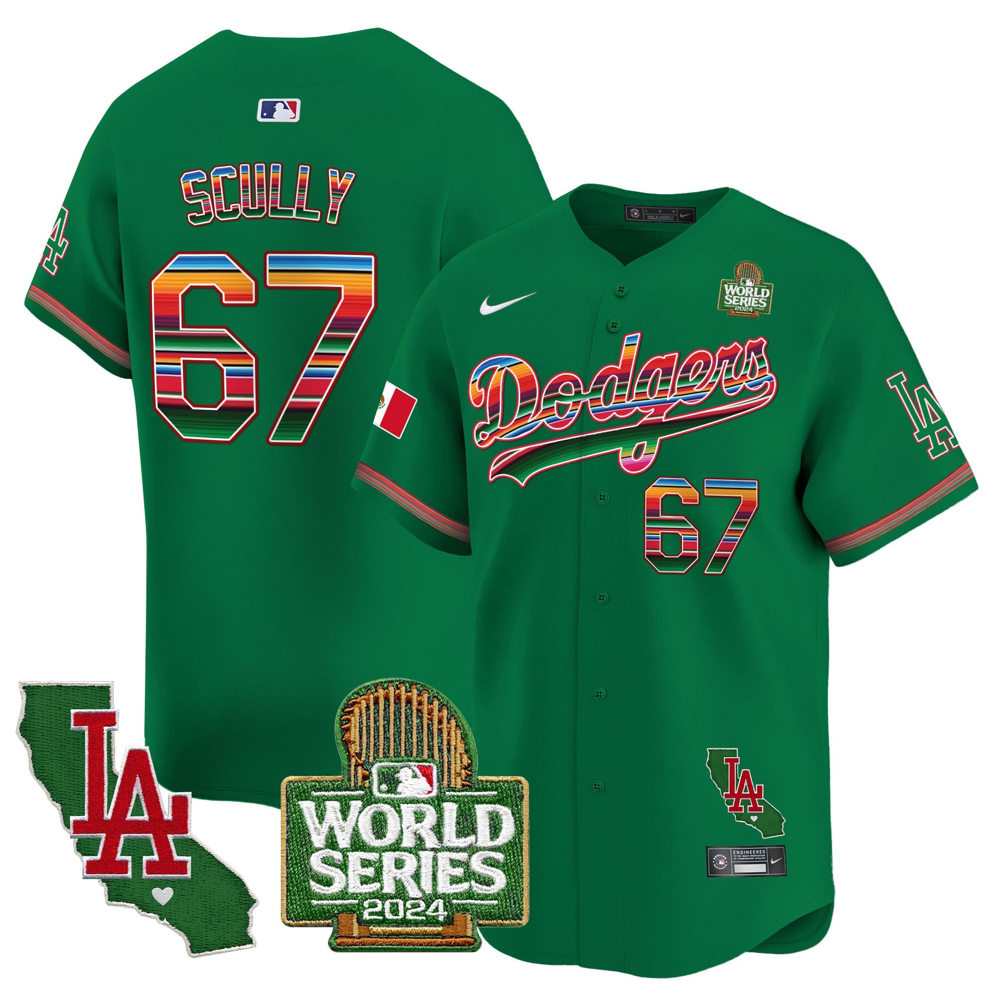 Men's Dodgers Mexico 2024 World Series Vapor Premier Limited Jersey V2 - All Stitched
