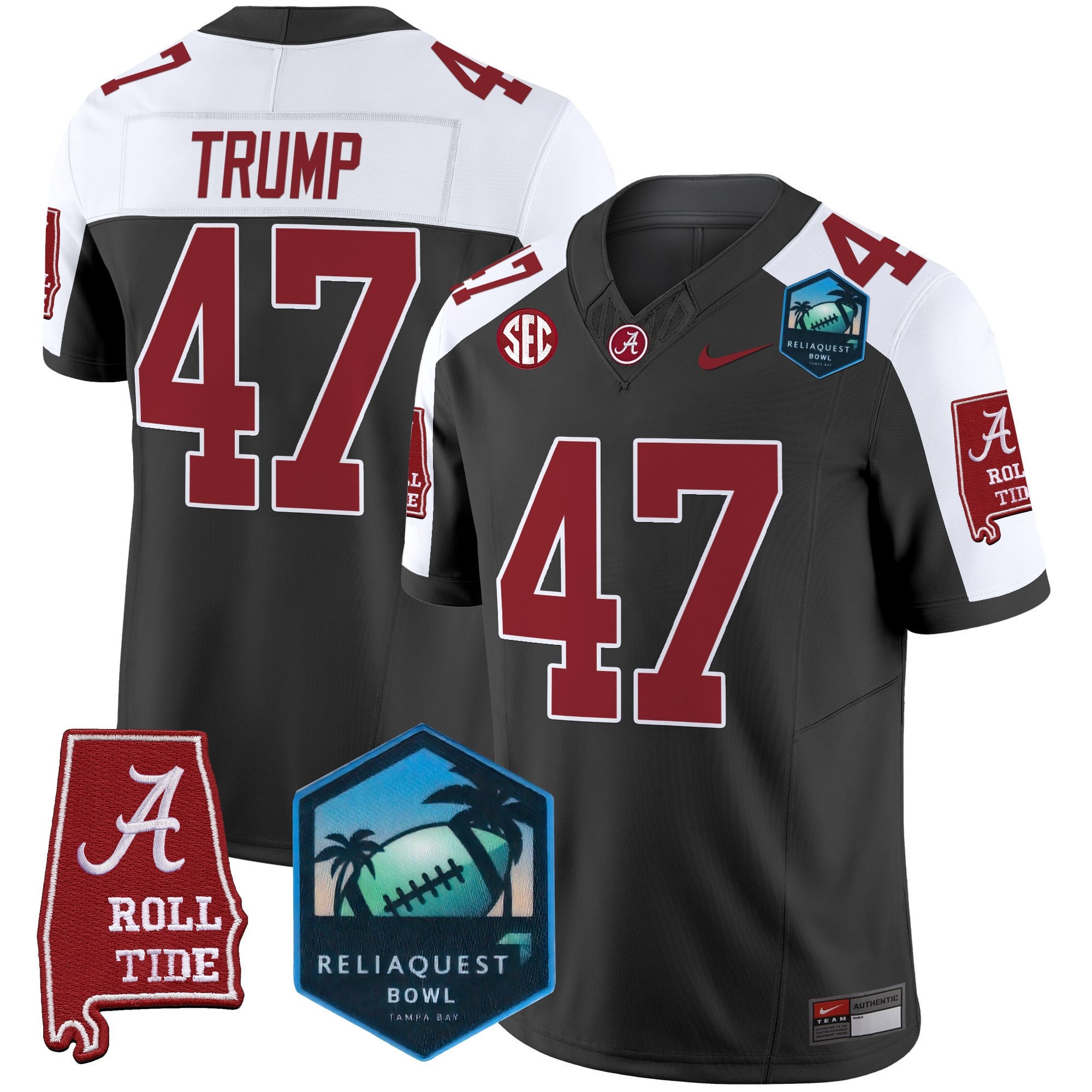 Men's Alabama Crimson Tide 2025 ReliaQuest Bowl Patch Vapor Limited Jersey - All Stitched