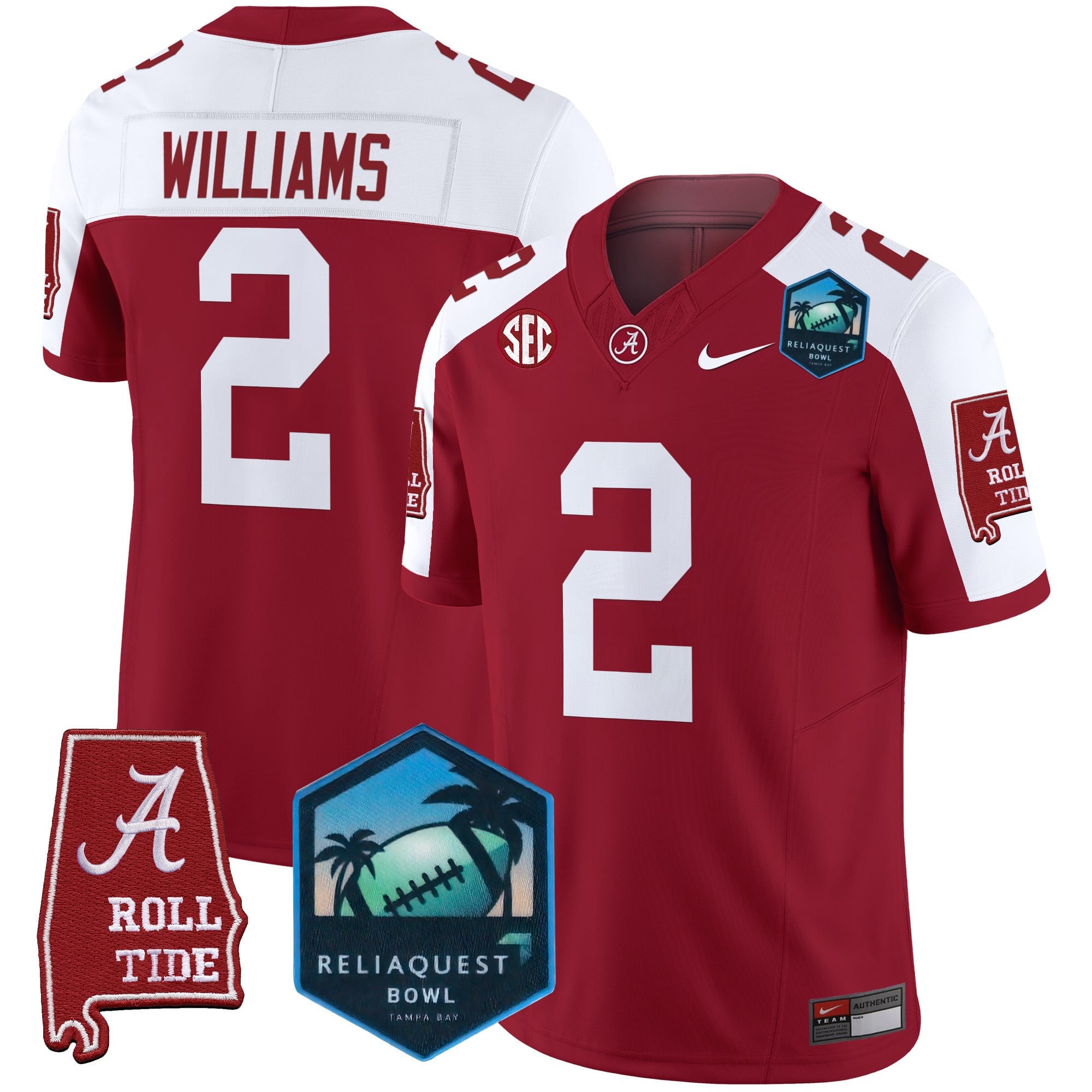 Men's Alabama Crimson Tide 2025 ReliaQuest Bowl Patch Vapor Limited Jersey - All Stitched