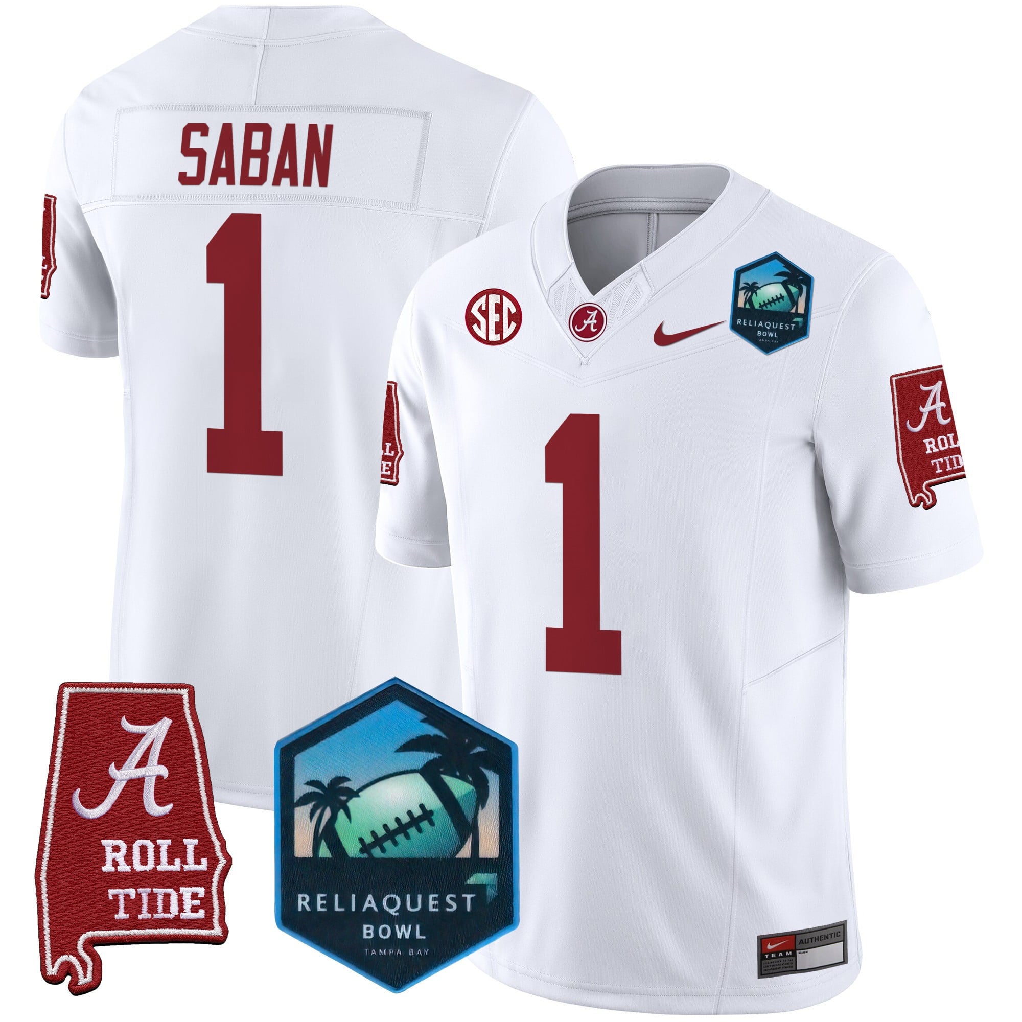 Men's Alabama Crimson Tide 2025 ReliaQuest Bowl Patch Vapor Limited Jersey - All Stitched