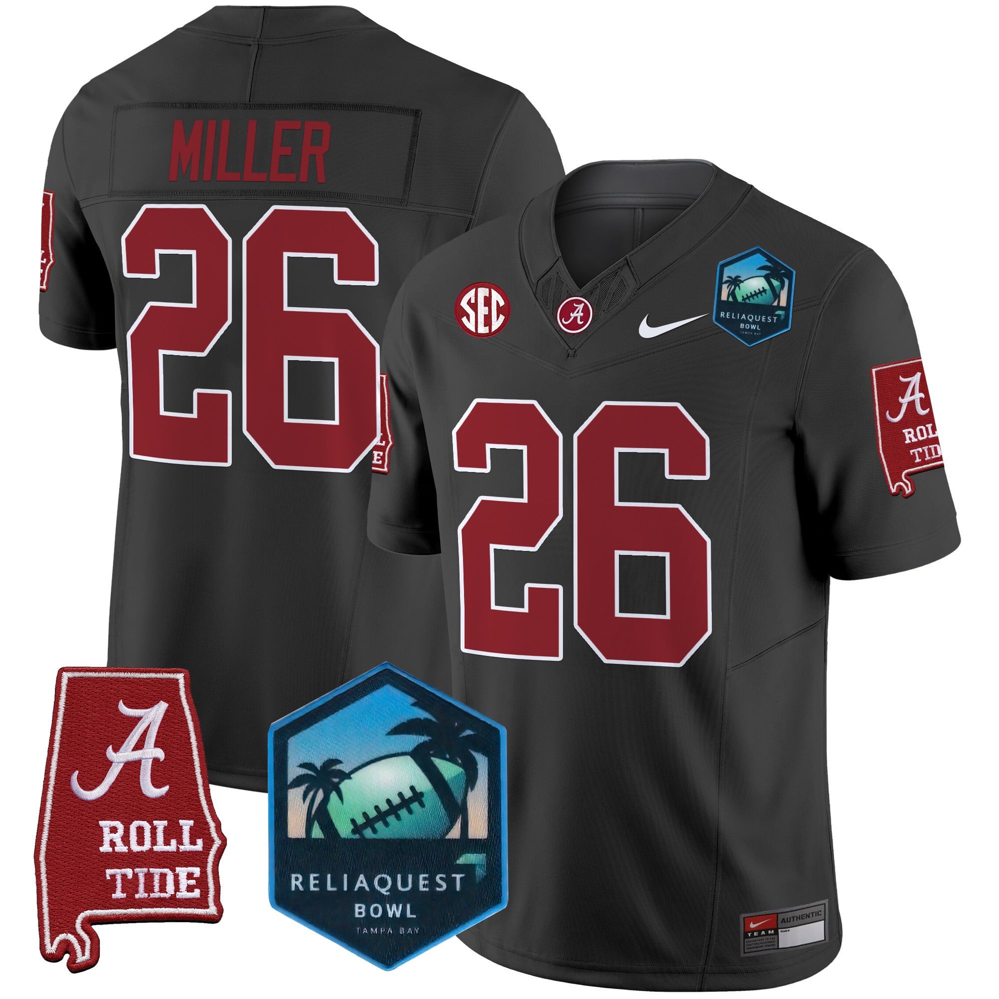 Men's Alabama Crimson Tide 2025 ReliaQuest Bowl Patch Vapor Limited Jersey - All Stitched