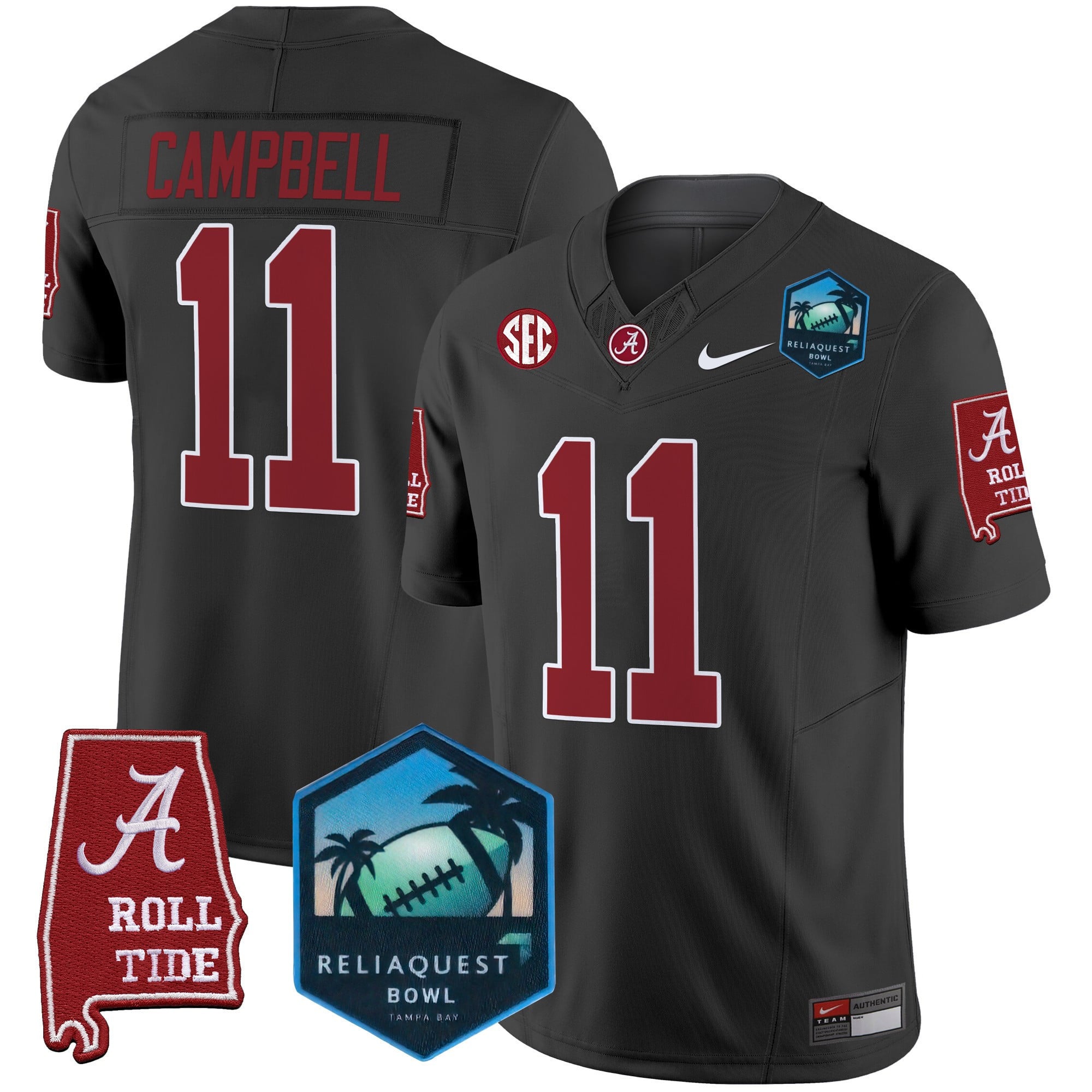 Men's Alabama Crimson Tide 2025 ReliaQuest Bowl Patch Vapor Limited Jersey - All Stitched