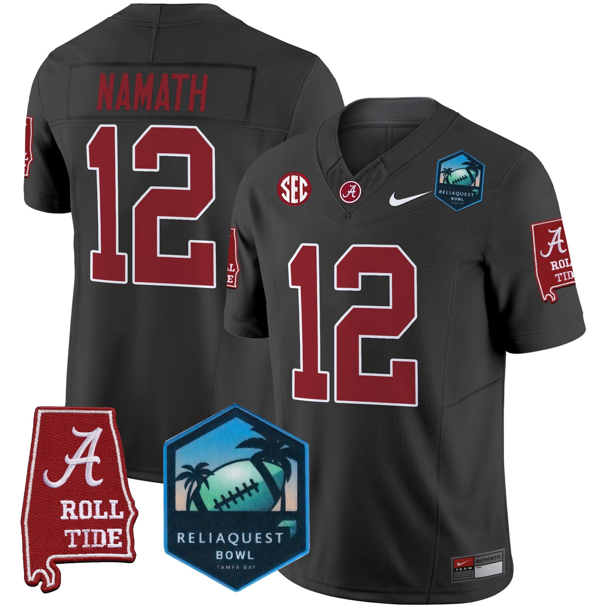Men's Alabama Crimson Tide 2025 ReliaQuest Bowl Patch Vapor Limited Jersey - All Stitched