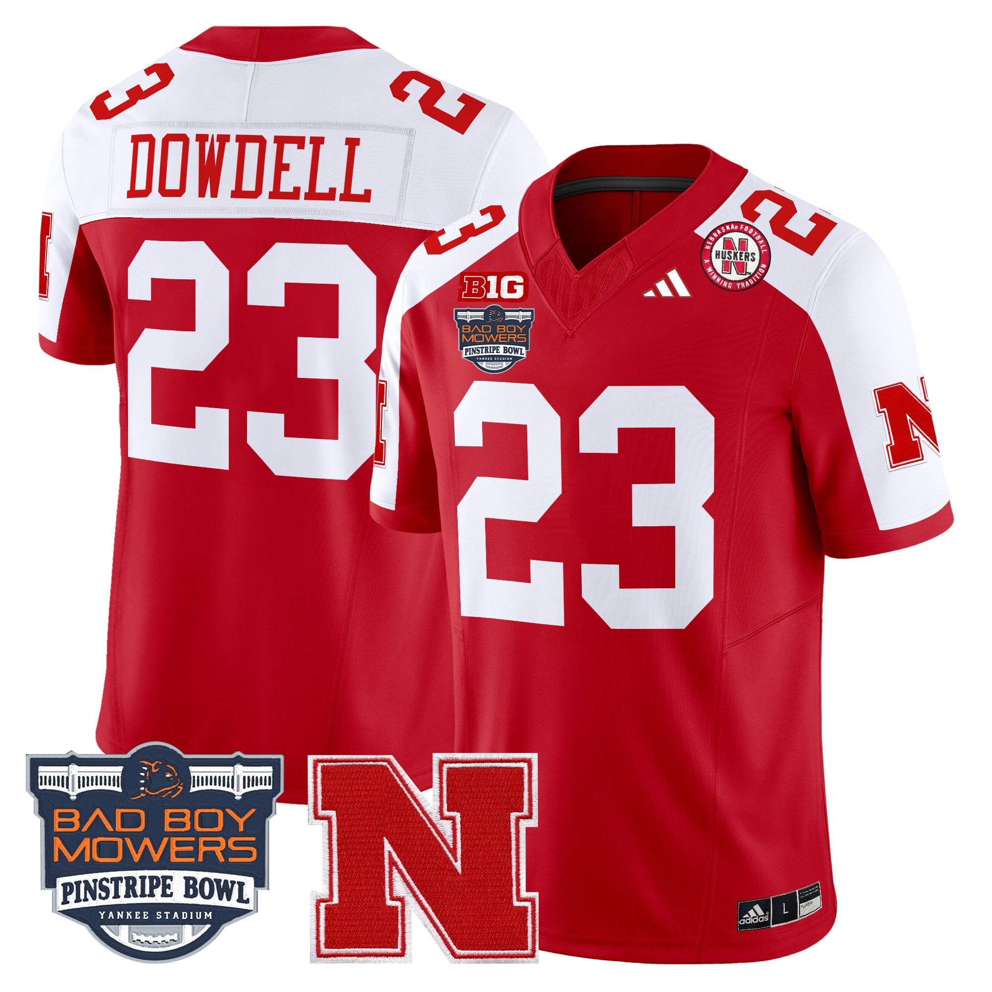 Men's Nebraska Cornhuskers 2025 Pinstripe Bowl Patch Vapor Limited Jersey - All Stitched