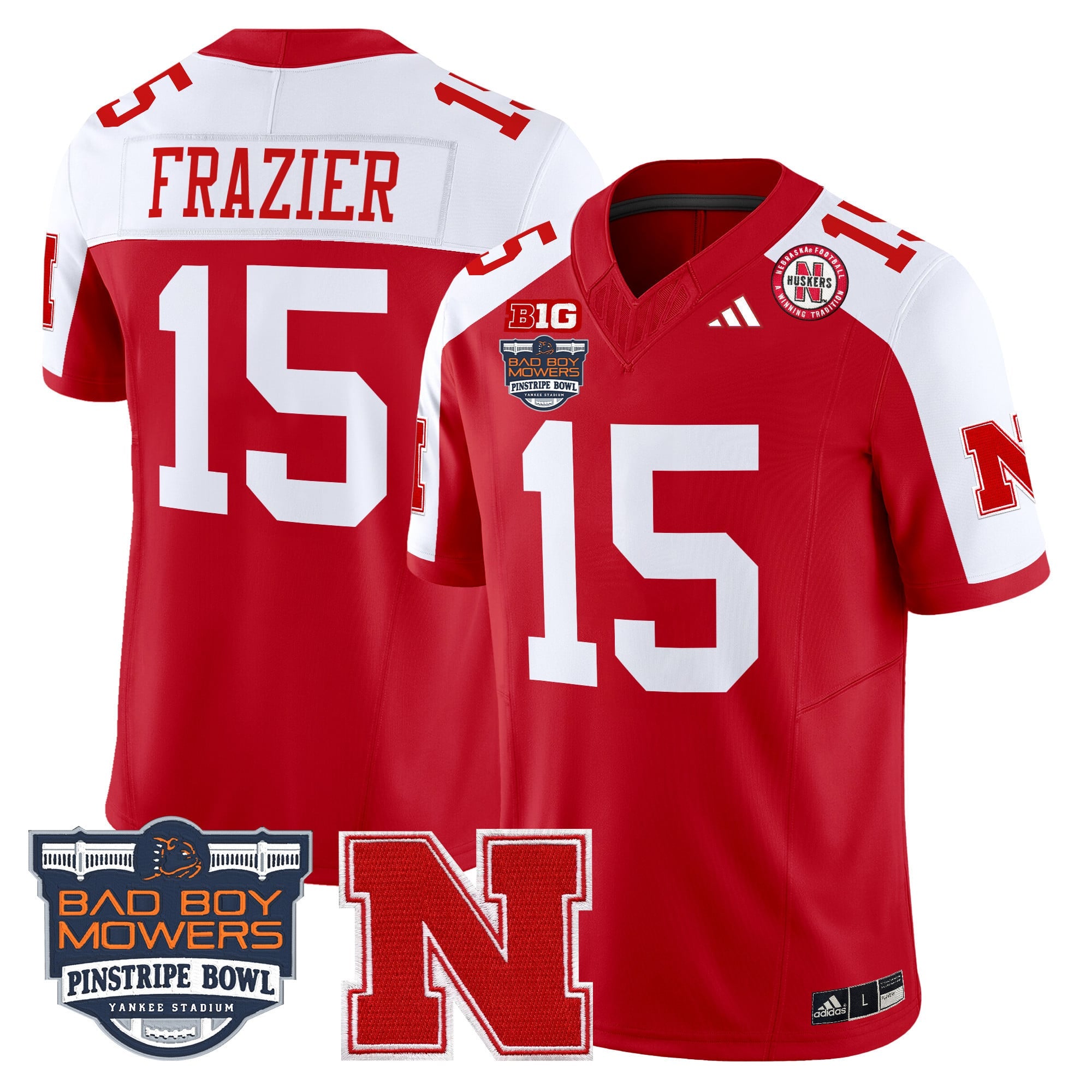 Men's Nebraska Cornhuskers 2025 Pinstripe Bowl Patch Vapor Limited Jersey - All Stitched