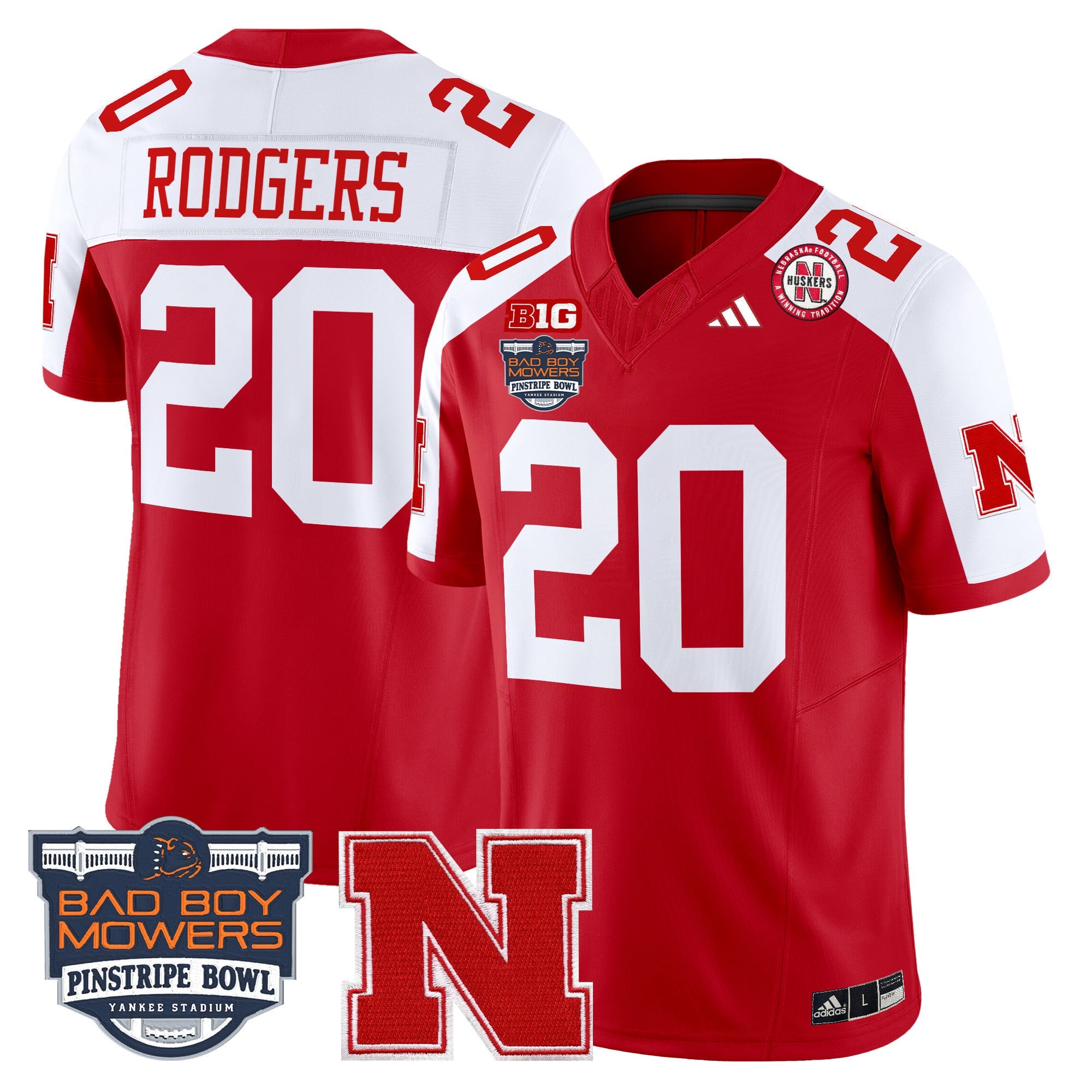 Men's Nebraska Cornhuskers 2025 Pinstripe Bowl Patch Vapor Limited Jersey - All Stitched