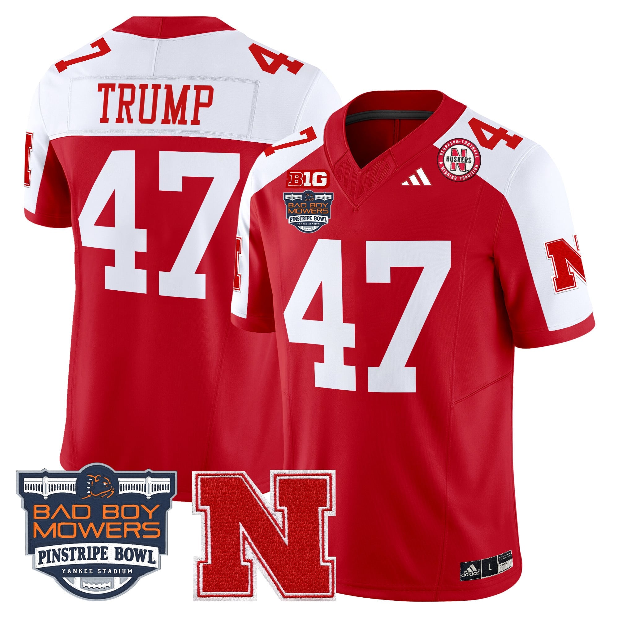 Men's Nebraska Cornhuskers 2025 Pinstripe Bowl Patch Vapor Limited Jersey - All Stitched