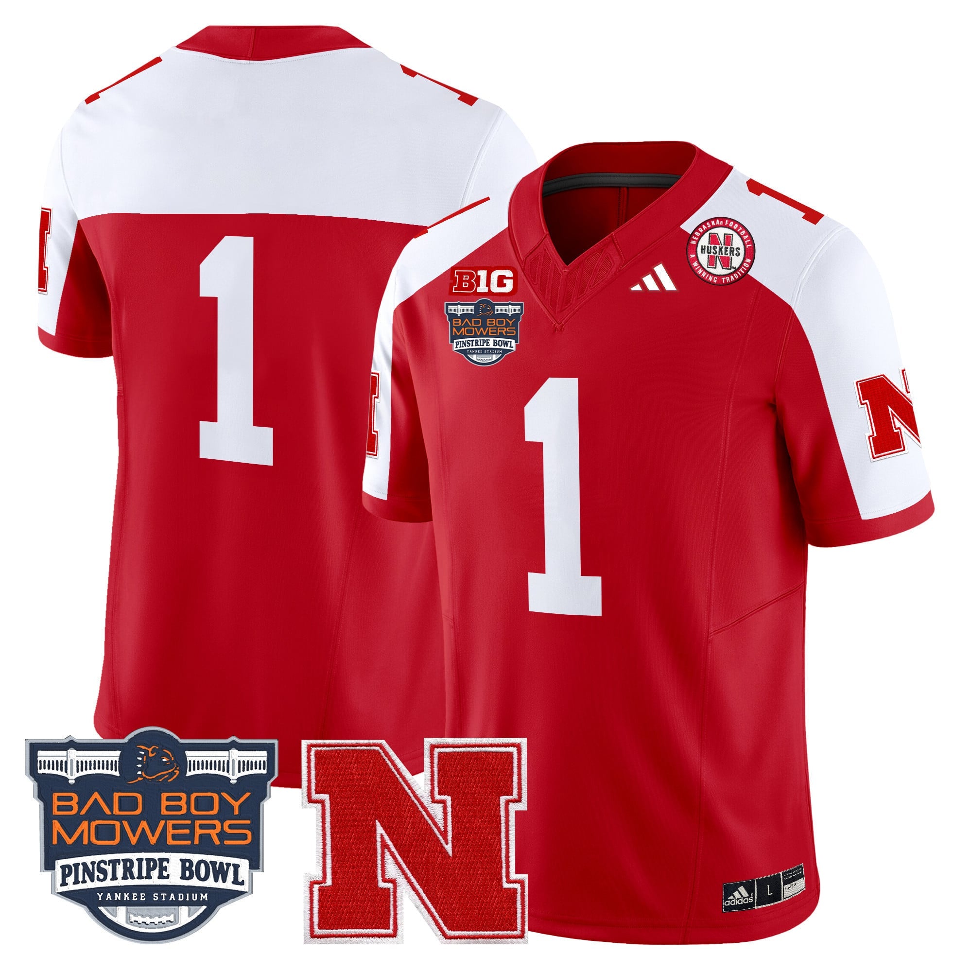 Men's Nebraska Cornhuskers 2025 Pinstripe Bowl Patch Vapor Limited Jersey - All Stitched