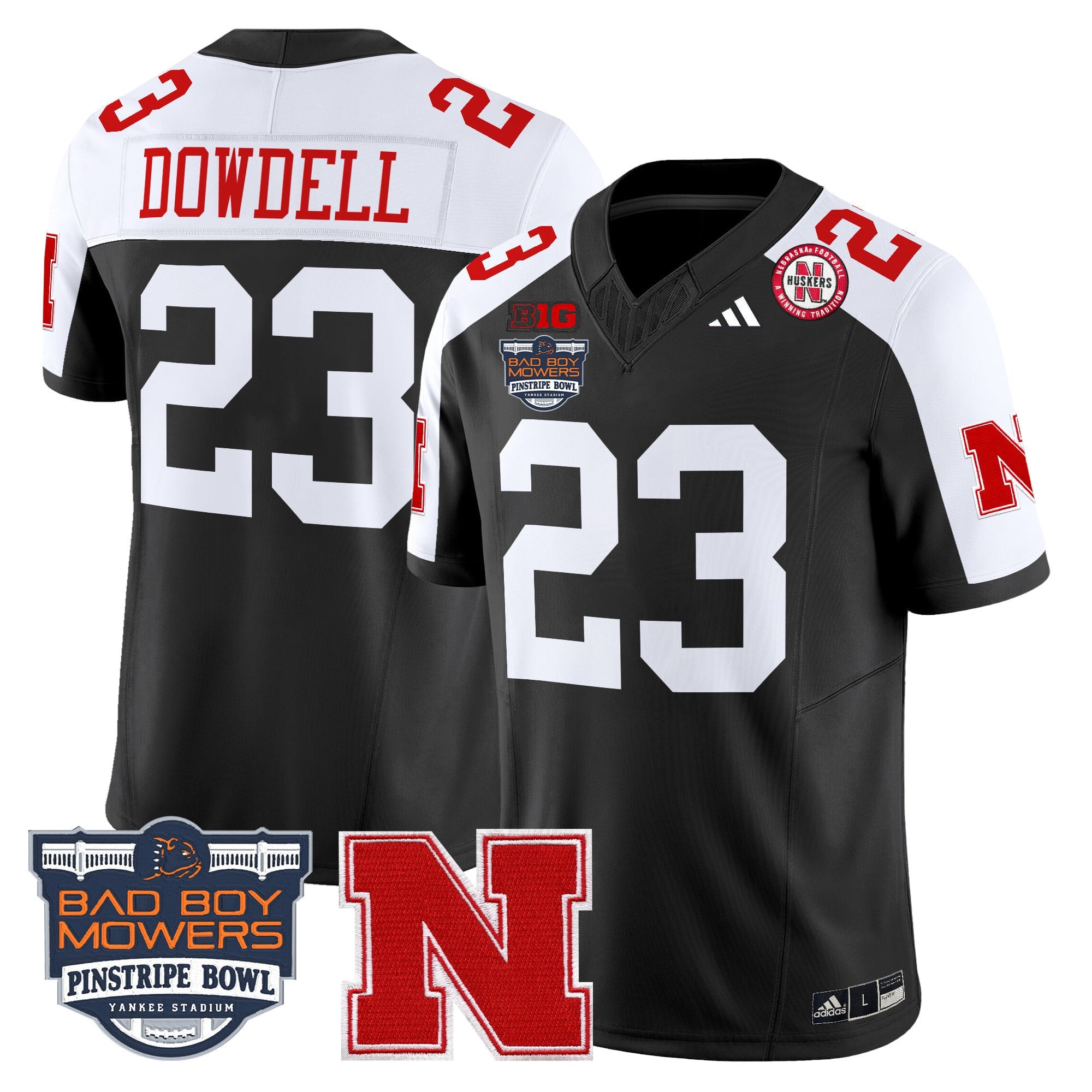 Men's Nebraska Cornhuskers 2025 Pinstripe Bowl Patch Vapor Limited Jersey - All Stitched
