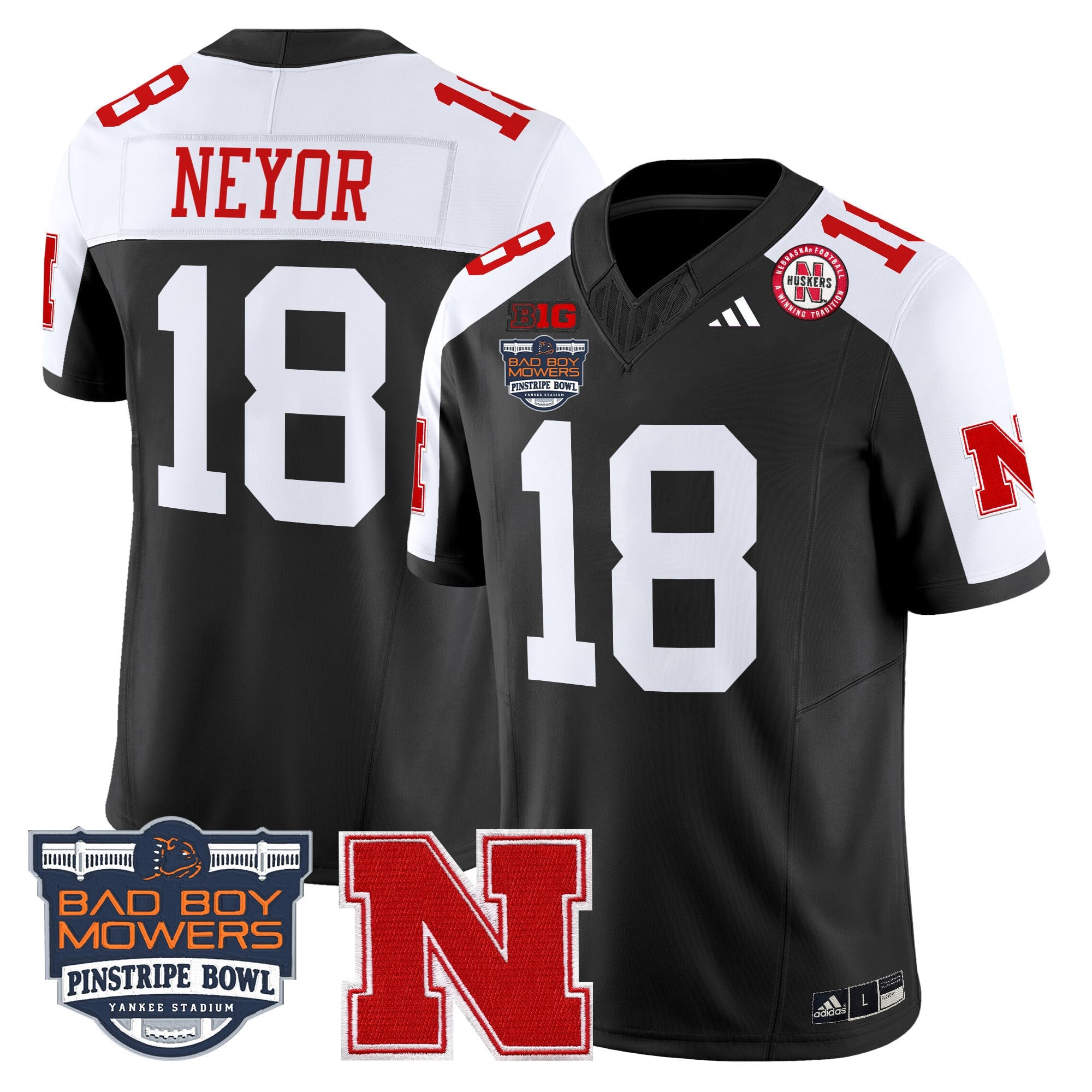 Men's Nebraska Cornhuskers 2025 Pinstripe Bowl Patch Vapor Limited Jersey - All Stitched