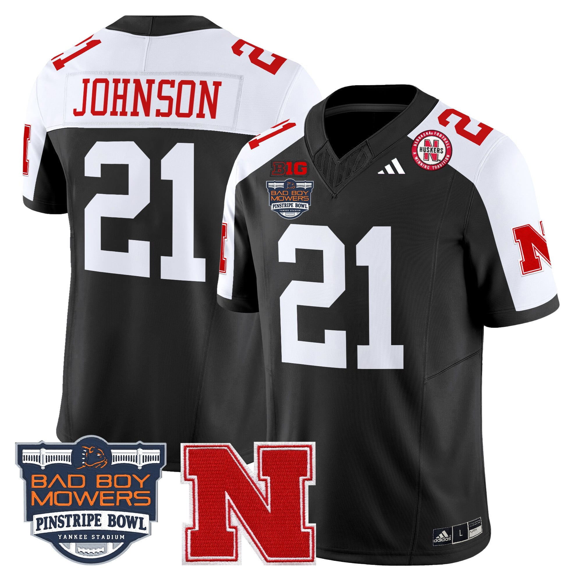 Men's Nebraska Cornhuskers 2025 Pinstripe Bowl Patch Vapor Limited Jersey - All Stitched