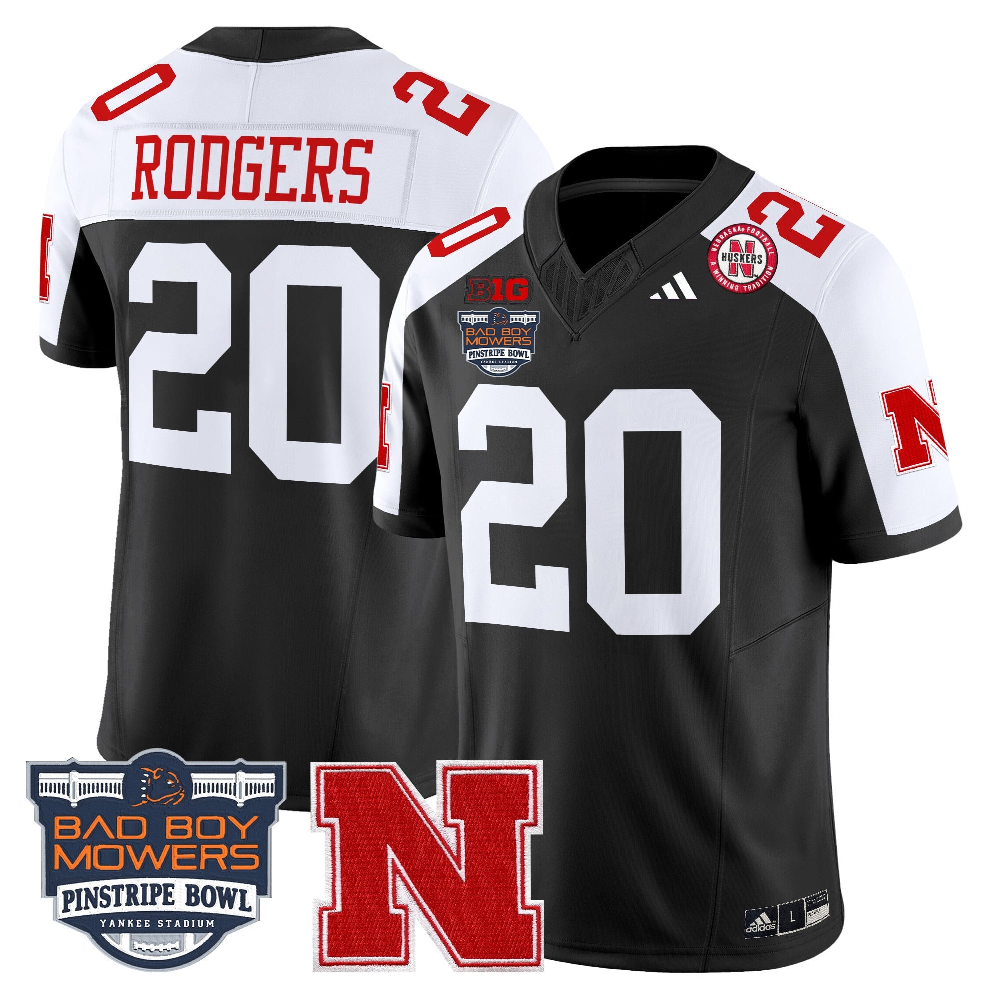 Men's Nebraska Cornhuskers 2025 Pinstripe Bowl Patch Vapor Limited Jersey - All Stitched