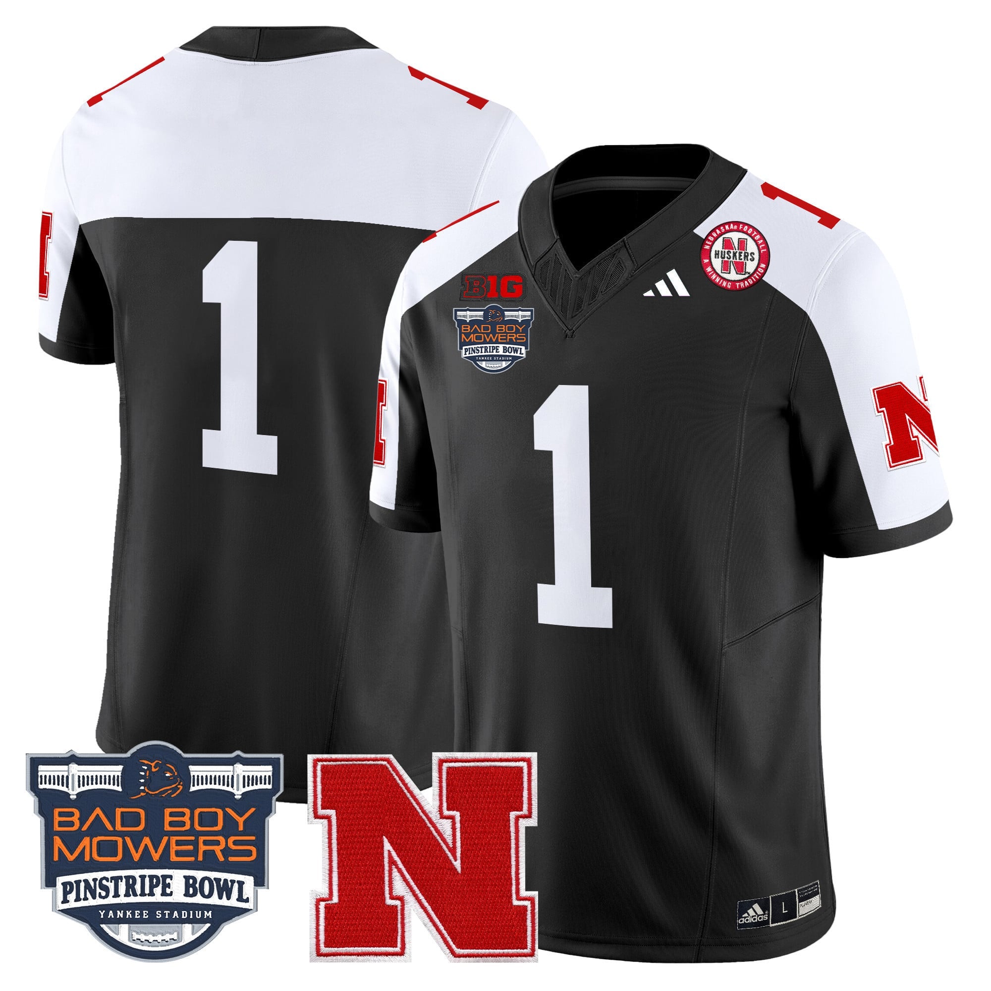 Men's Nebraska Cornhuskers 2025 Pinstripe Bowl Patch Vapor Limited Jersey - All Stitched