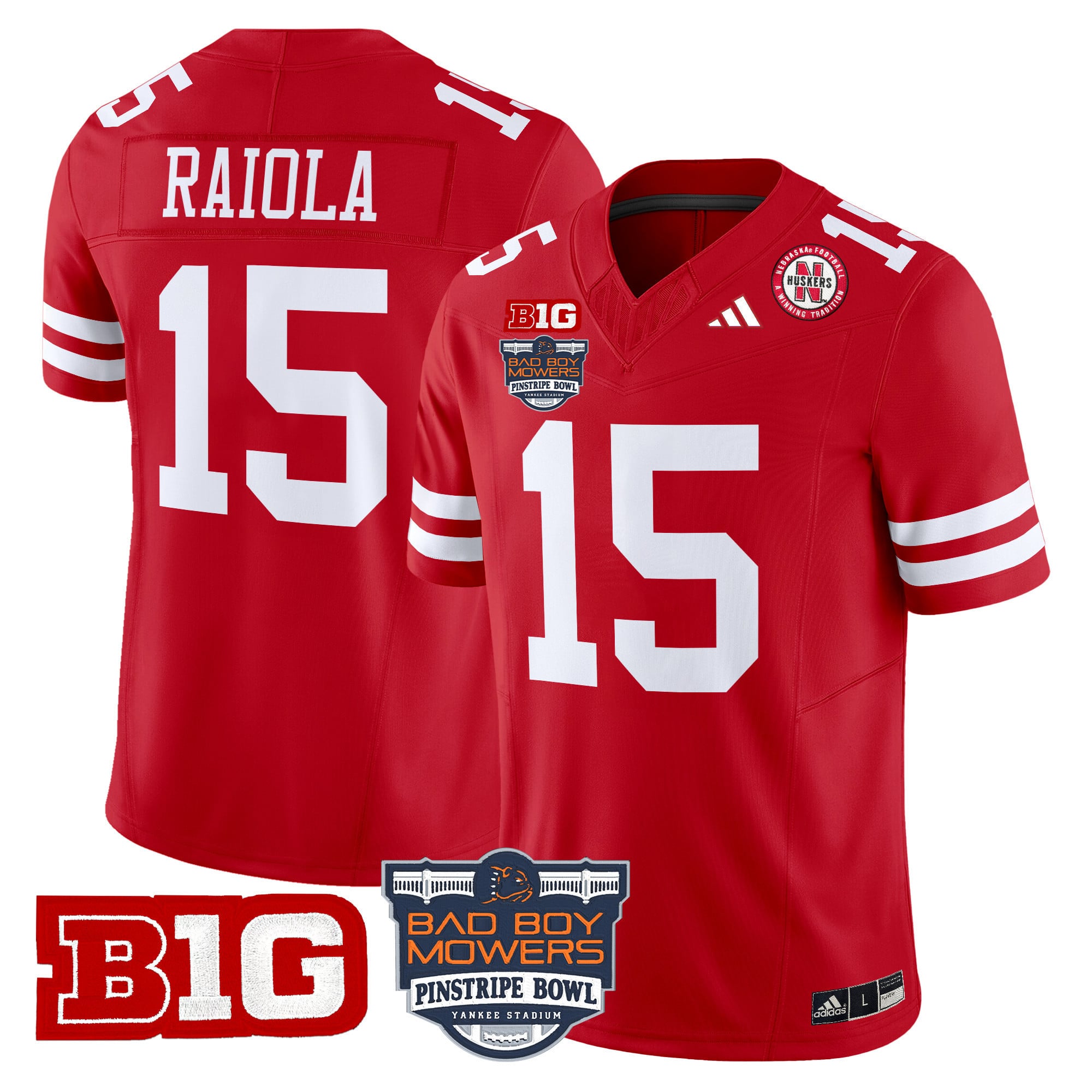 Men's Nebraska Cornhuskers 2025 Pinstripe Bowl Patch Vapor Limited Jersey - All Stitched