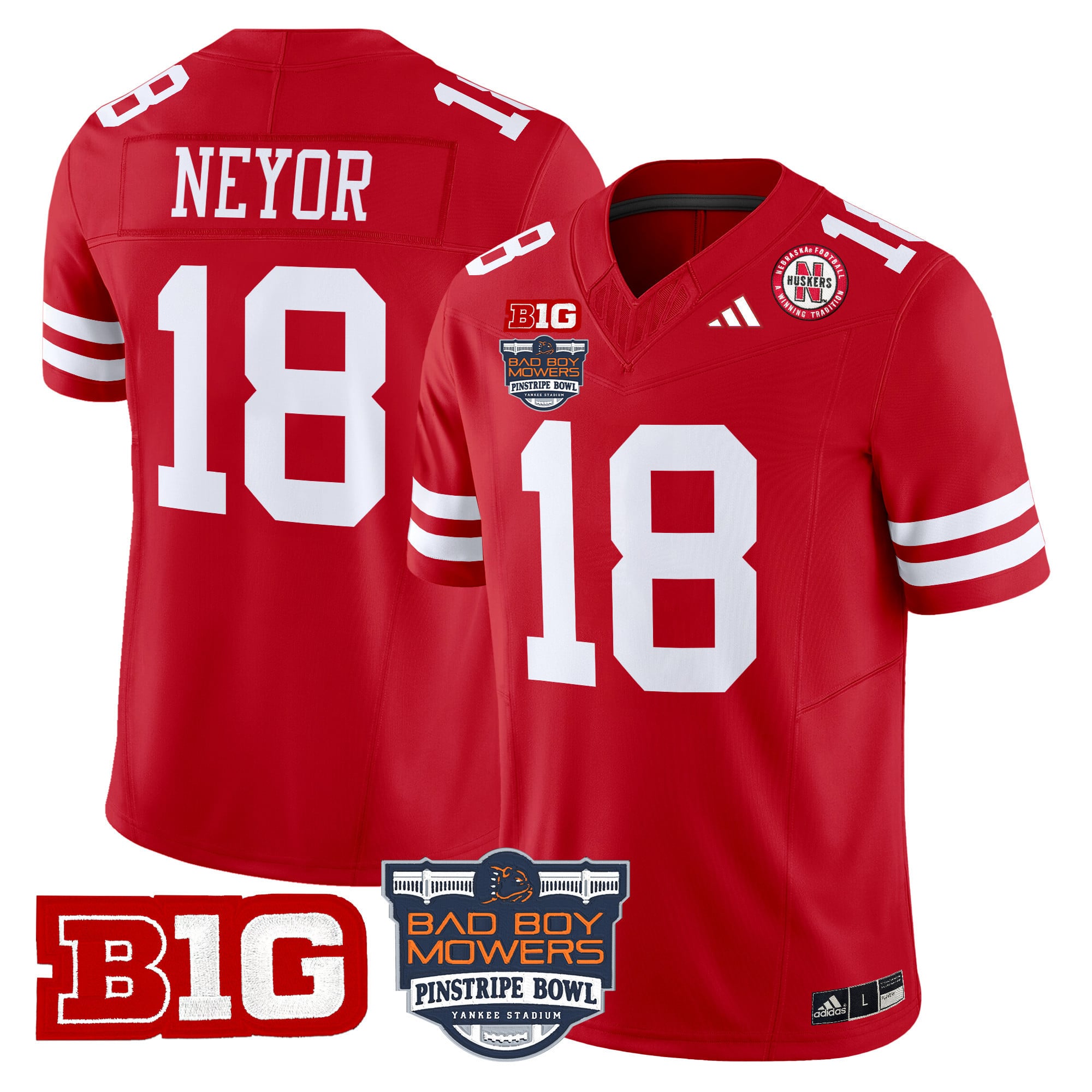 Men's Nebraska Cornhuskers 2025 Pinstripe Bowl Patch Vapor Limited Jersey - All Stitched