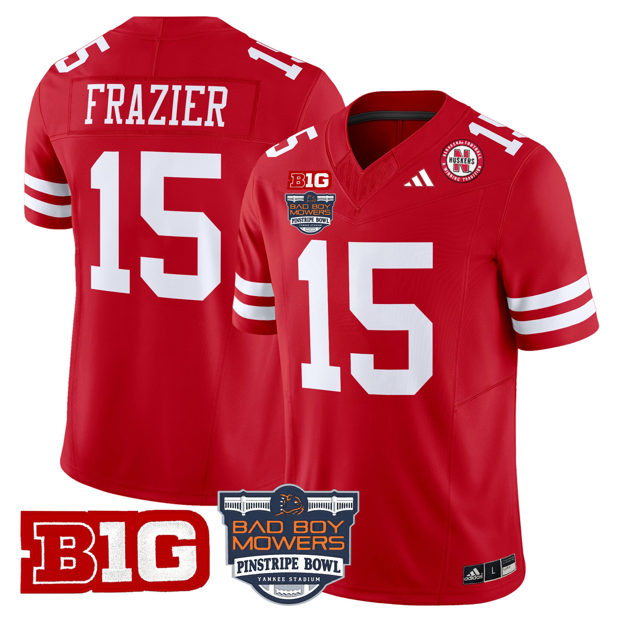 Men's Nebraska Cornhuskers 2025 Pinstripe Bowl Patch Vapor Limited Jersey - All Stitched